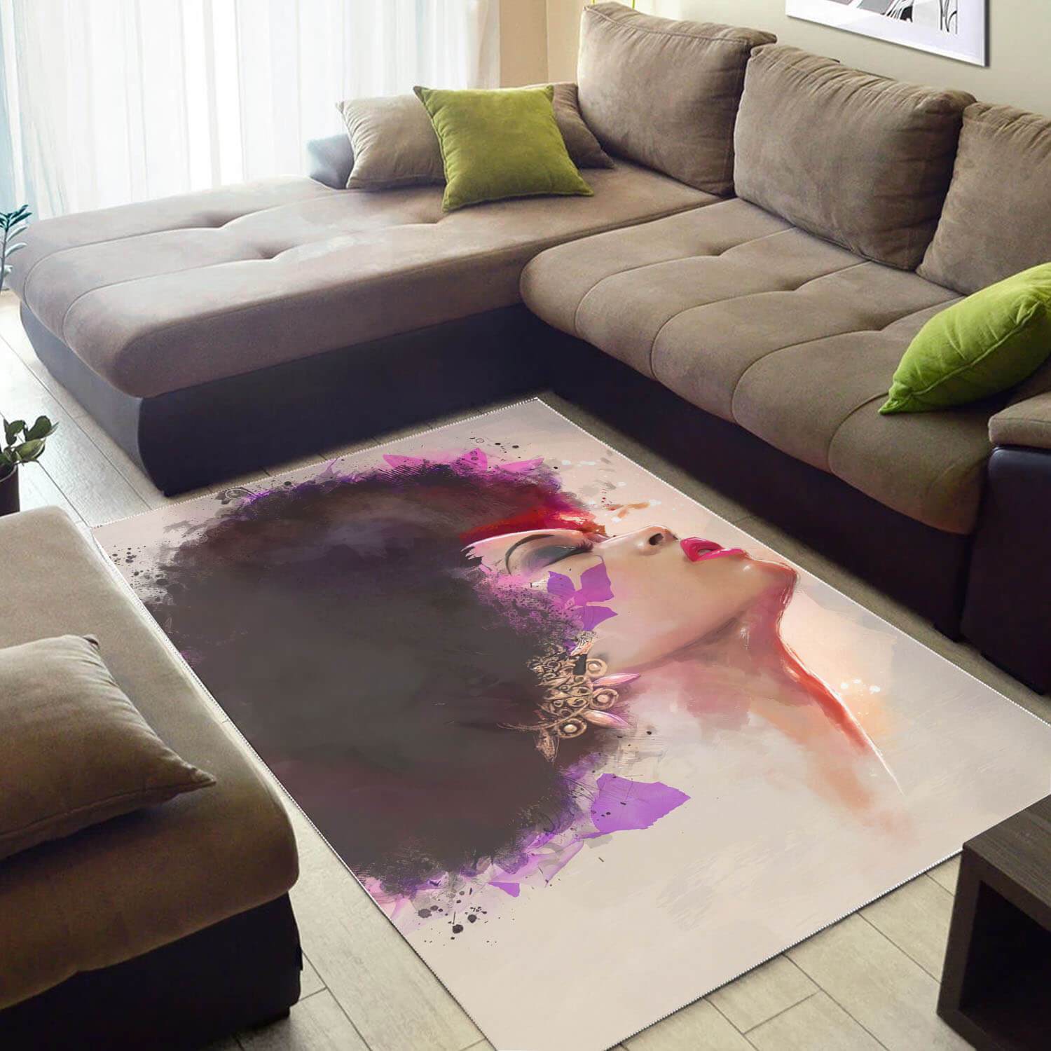 African Beautiful Afro Lady Inspired Afrocentric Room Rectangle Rug