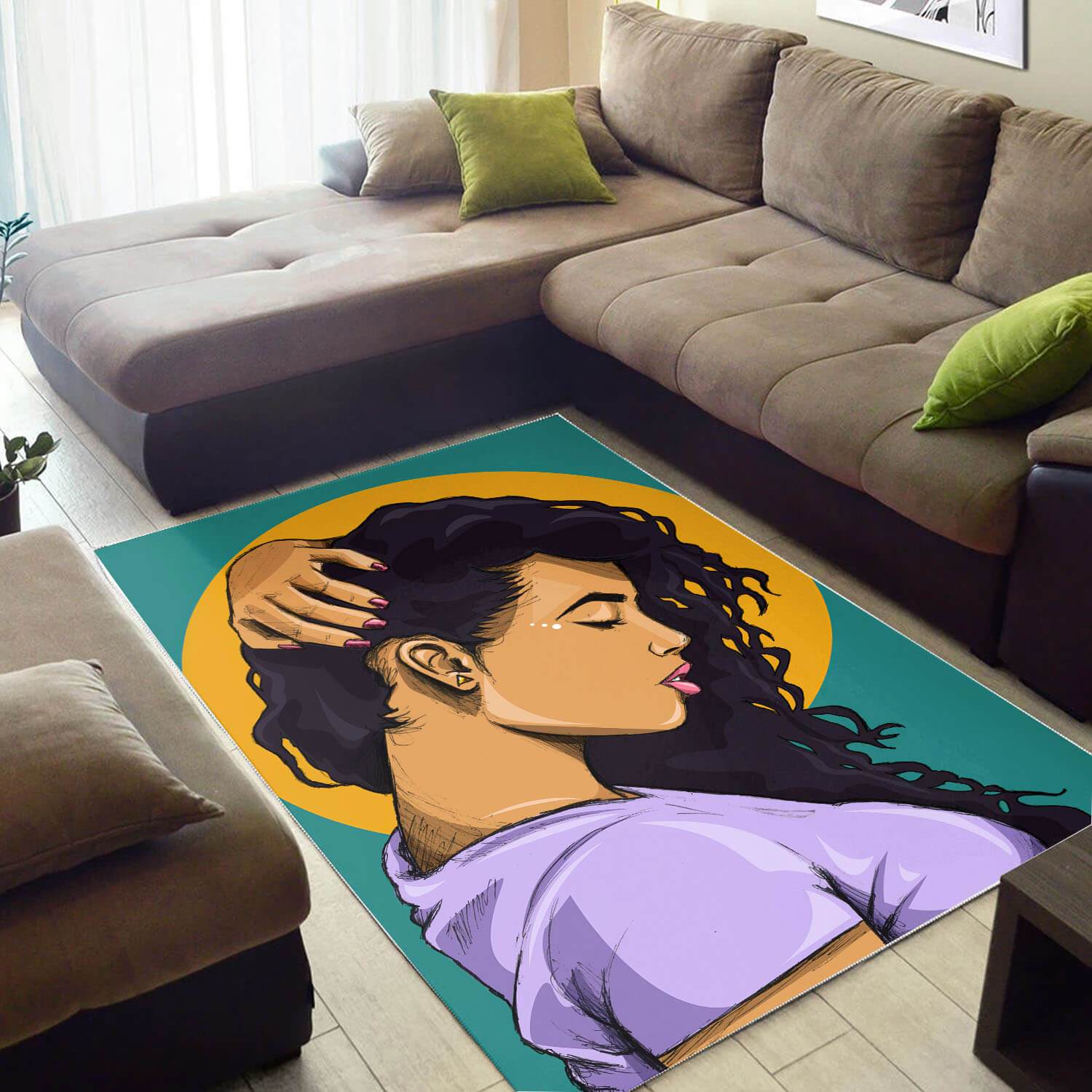 African Beautiful Afro Lady Print Carpet Afrocentric Living Room Ideas Rectangle Rug