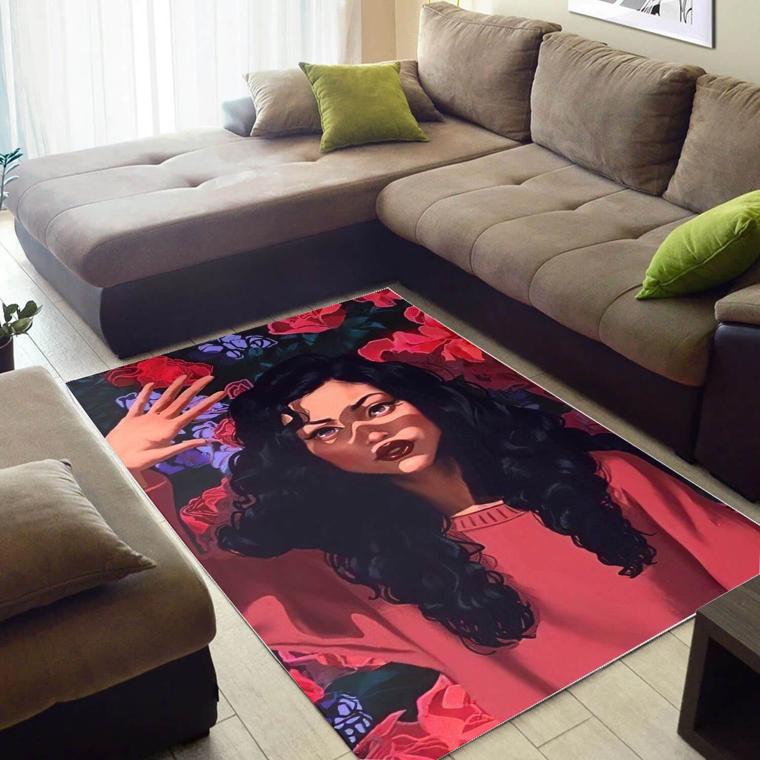 African Beautiful Afro Lady Style Afrocentric Home Rectangle Rug