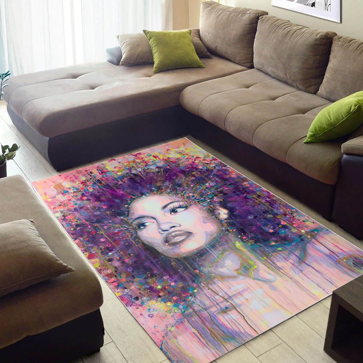 African Beautiful Afro Woman Carpet Design Themed Rooms Ideas Rectangle Rug