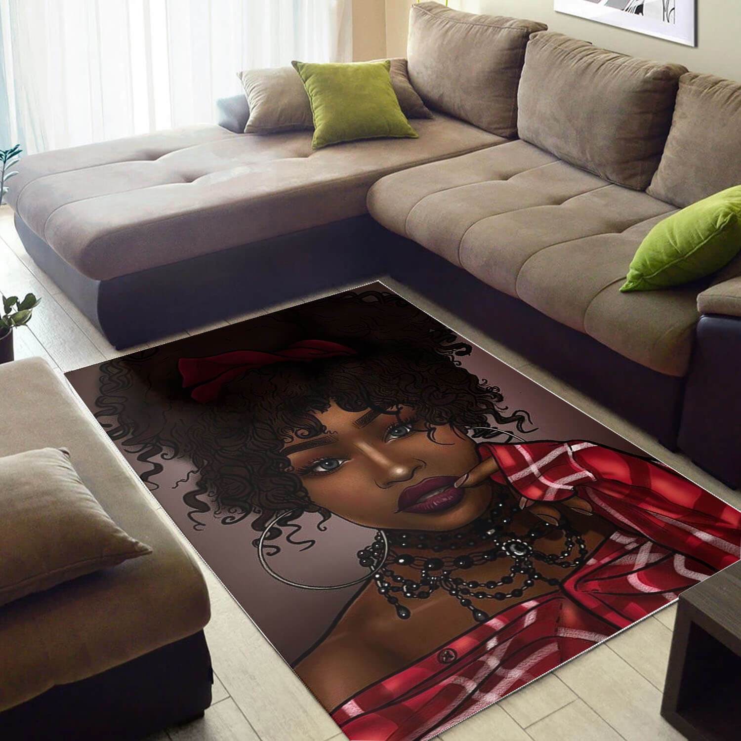 African Beautiful Afro Woman Print Carpet Themed Rooms Ideas Rectangle Rug