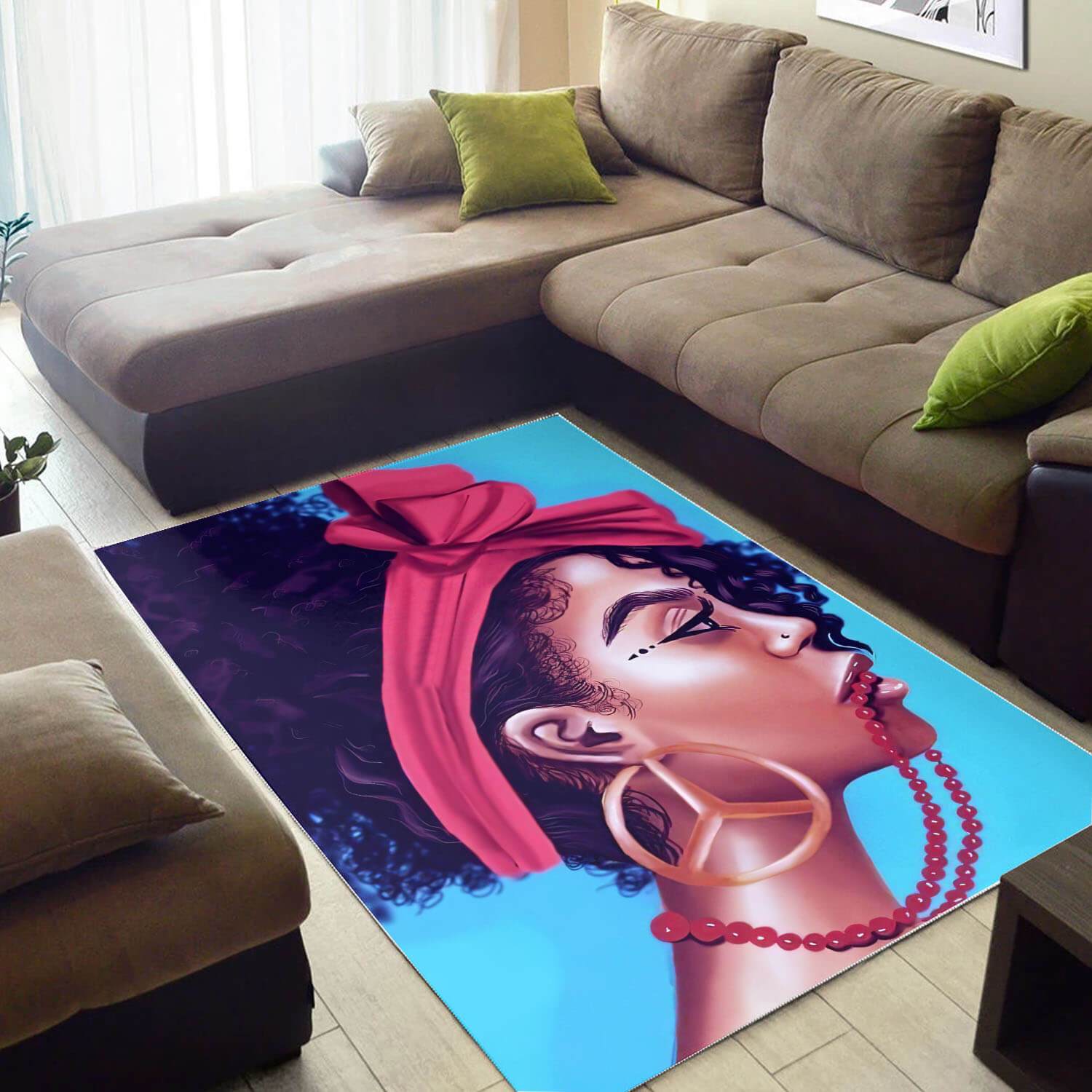 African Beautiful Afrocentric Lady American Art Home Rectangle Rug