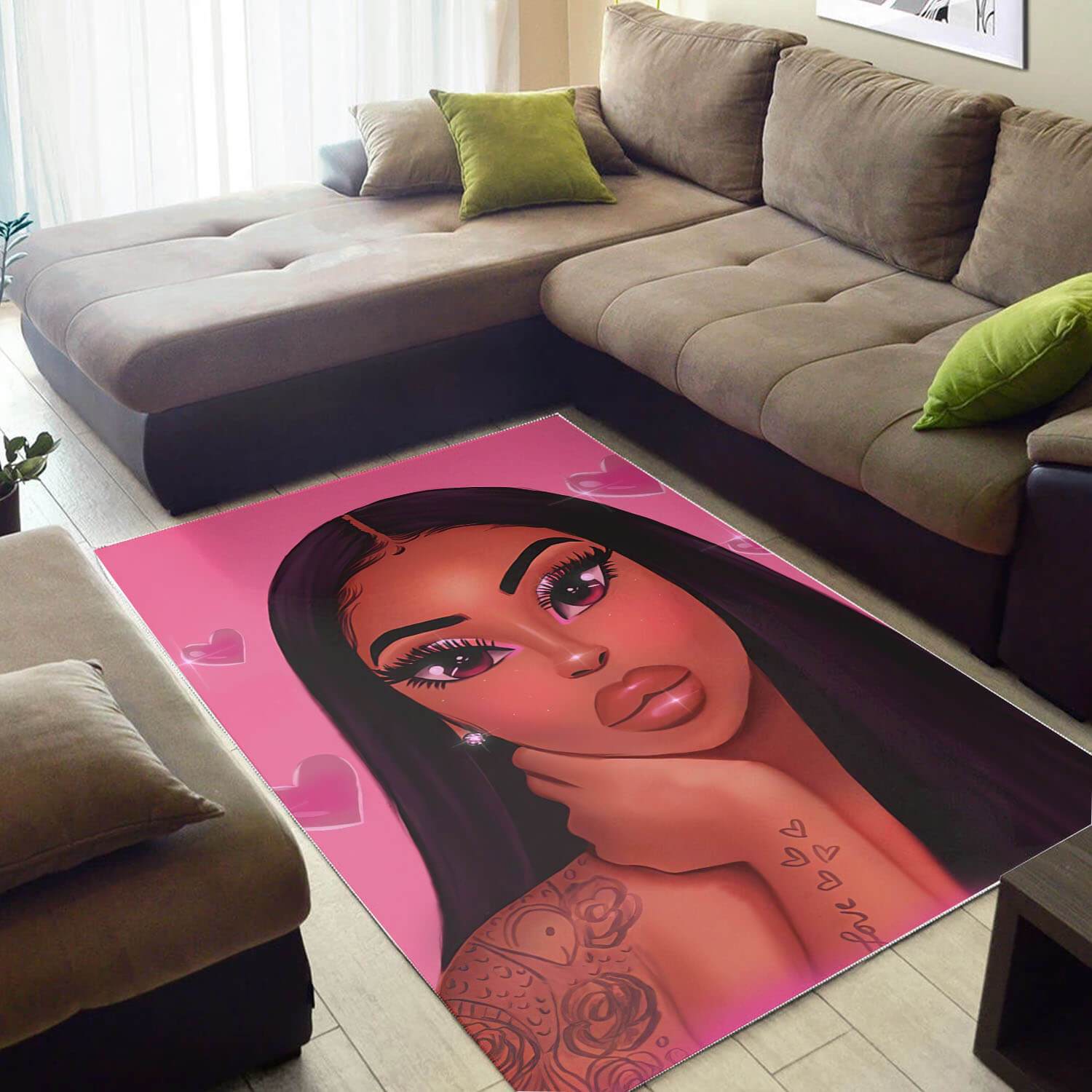 African Beautiful Black Girl Afro American Art Afrocentric Home Rectangle Rug