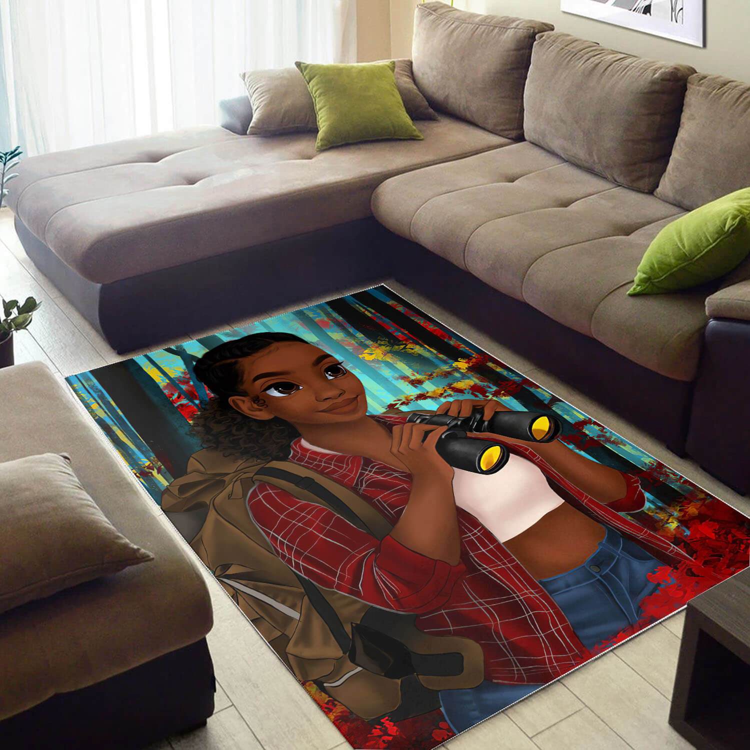 African Beautiful Black Girl American Carpet Themed House Rectangle Rug