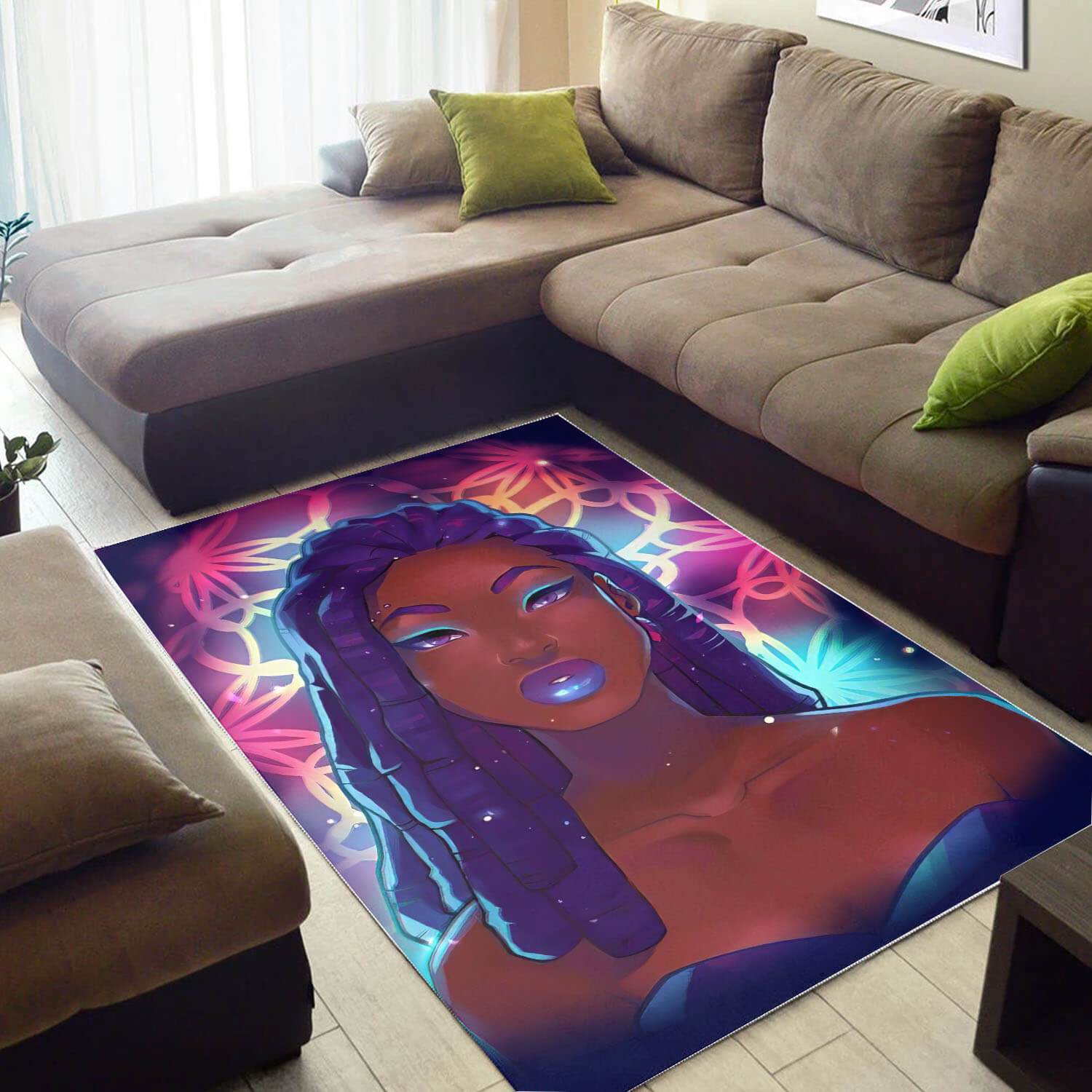 African Beautiful Black Girl Magic American Art Themed Home Rectangle Rug