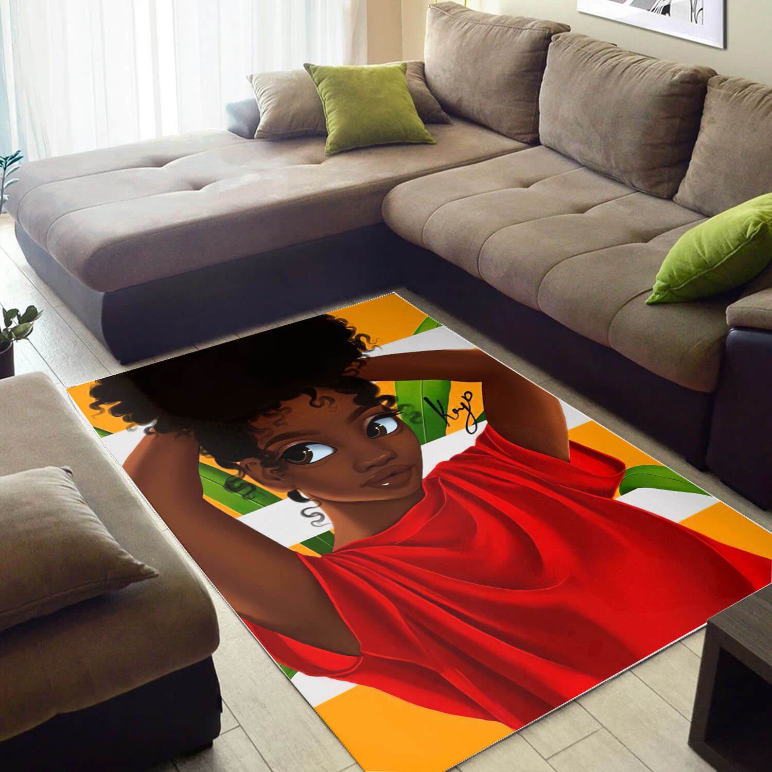 African Beautiful Black Woman With Afro Themed Afrocentric Decorating Ideas Rectangle Rug