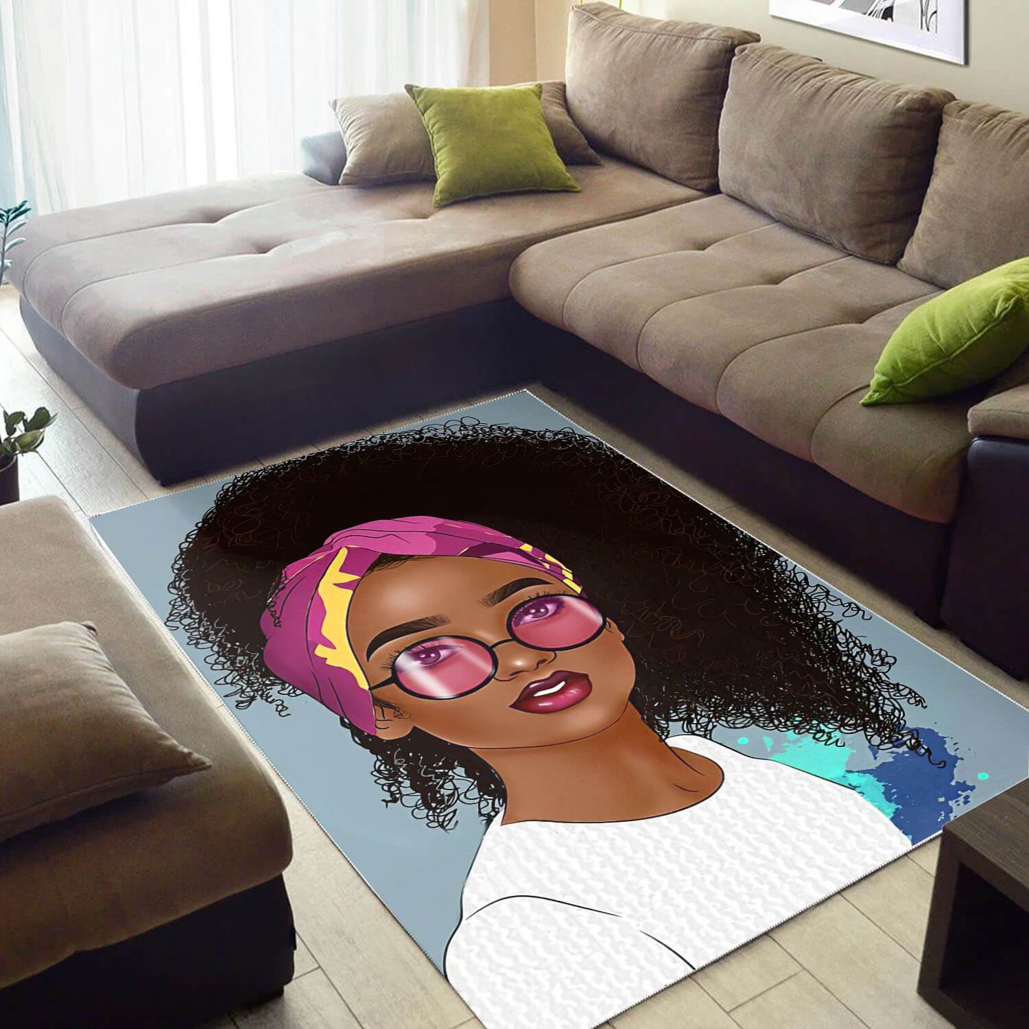African Beautiful Melanin Beauty Girl American Art Themed House Rectangle Rug