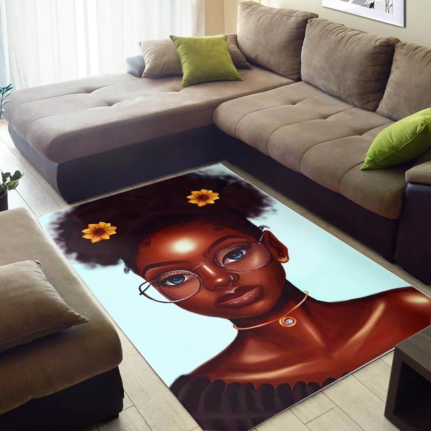 African Beautiful Melanin Beauty Girl American Carpet Themed Rectangle Rug