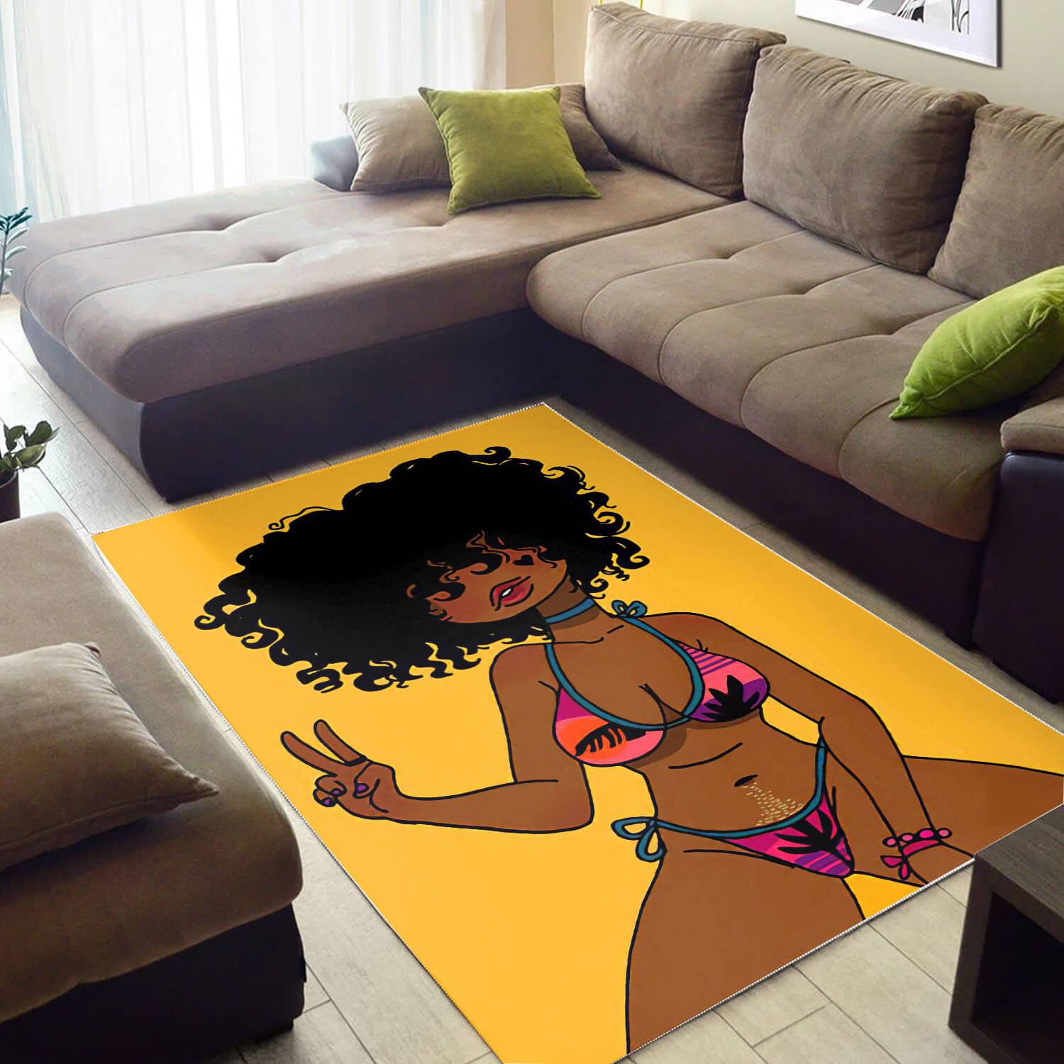 African Beautiful Melanin Black Girl American Art Afrocentric Themed Rectangle Rug