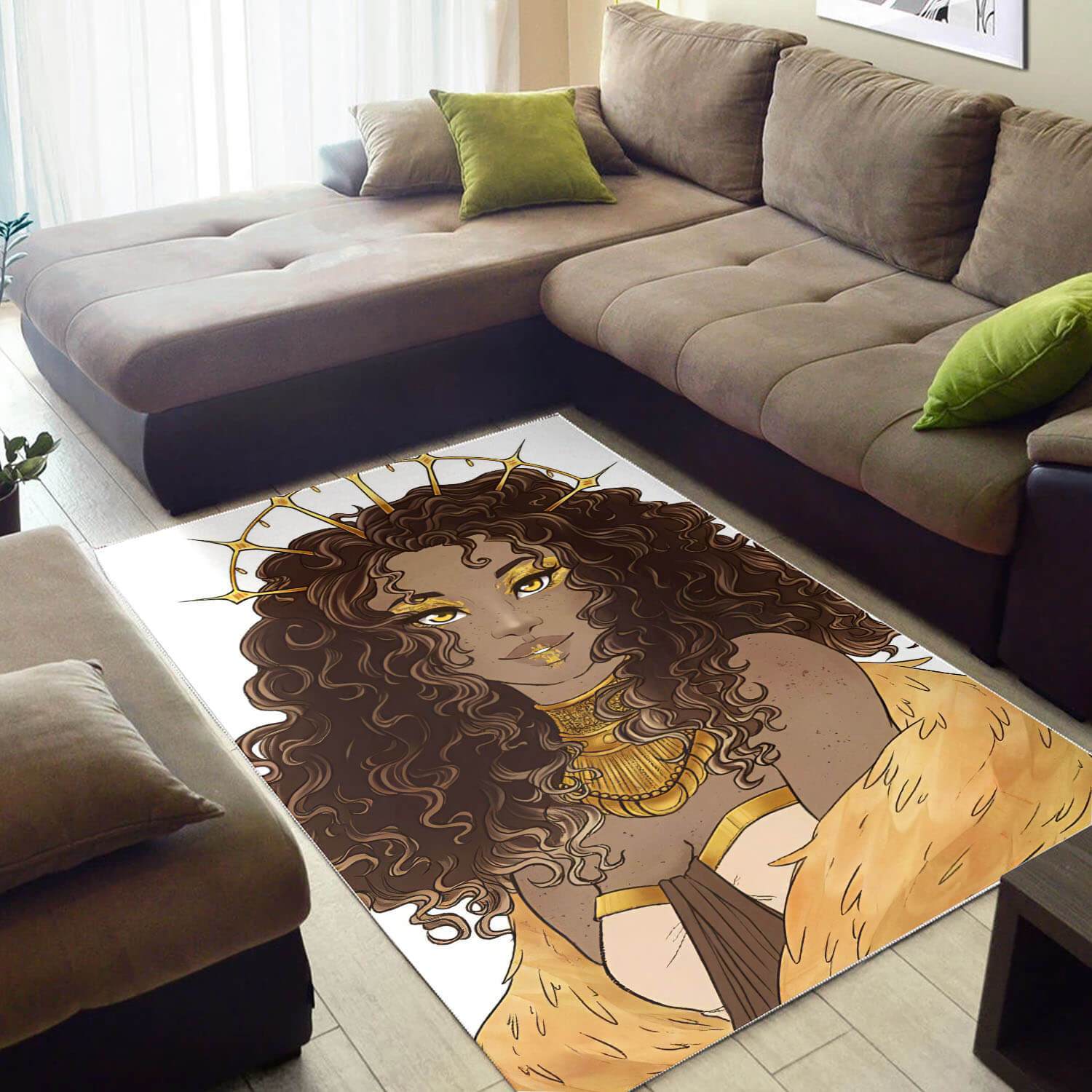 African Beautiful Melanin Black Girl Themed Afrocentric Rectangle Rug