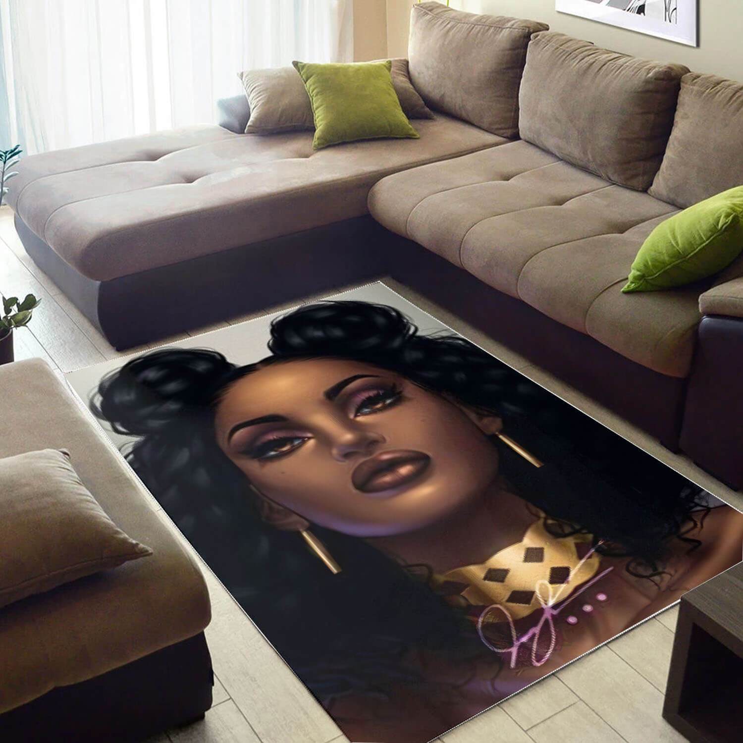 African Beautiful Melanin Girl Inspired Afrocentric Home Rectangle Rug