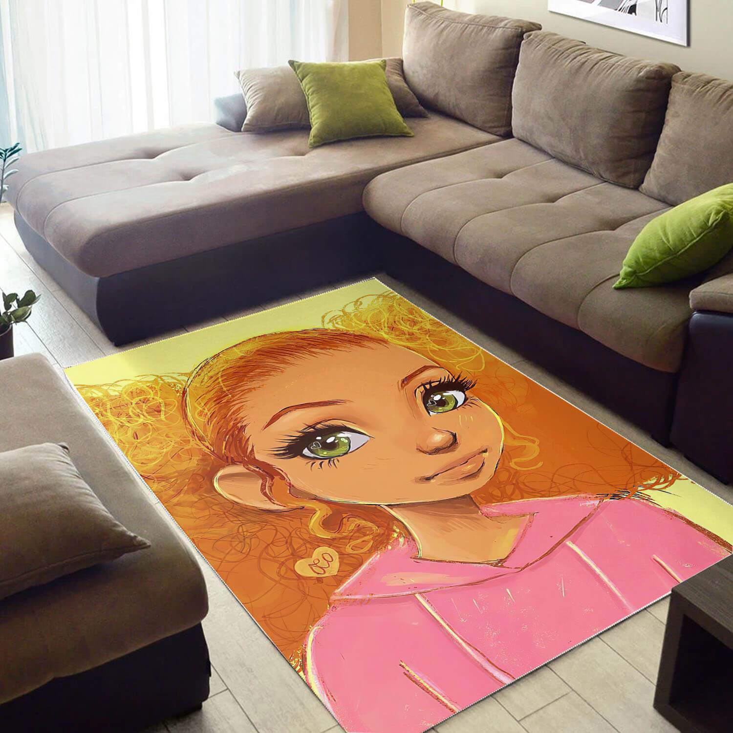 African Pretty Afrocentric Lady Print Floor Home Rectangle Rug