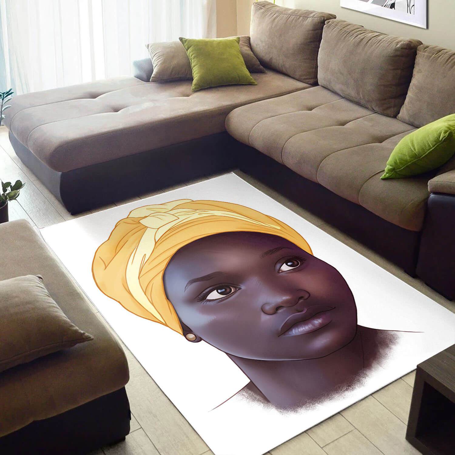 African Pretty Black Girl American Print Afrocentric Living Room Ideas Rectangle Rug