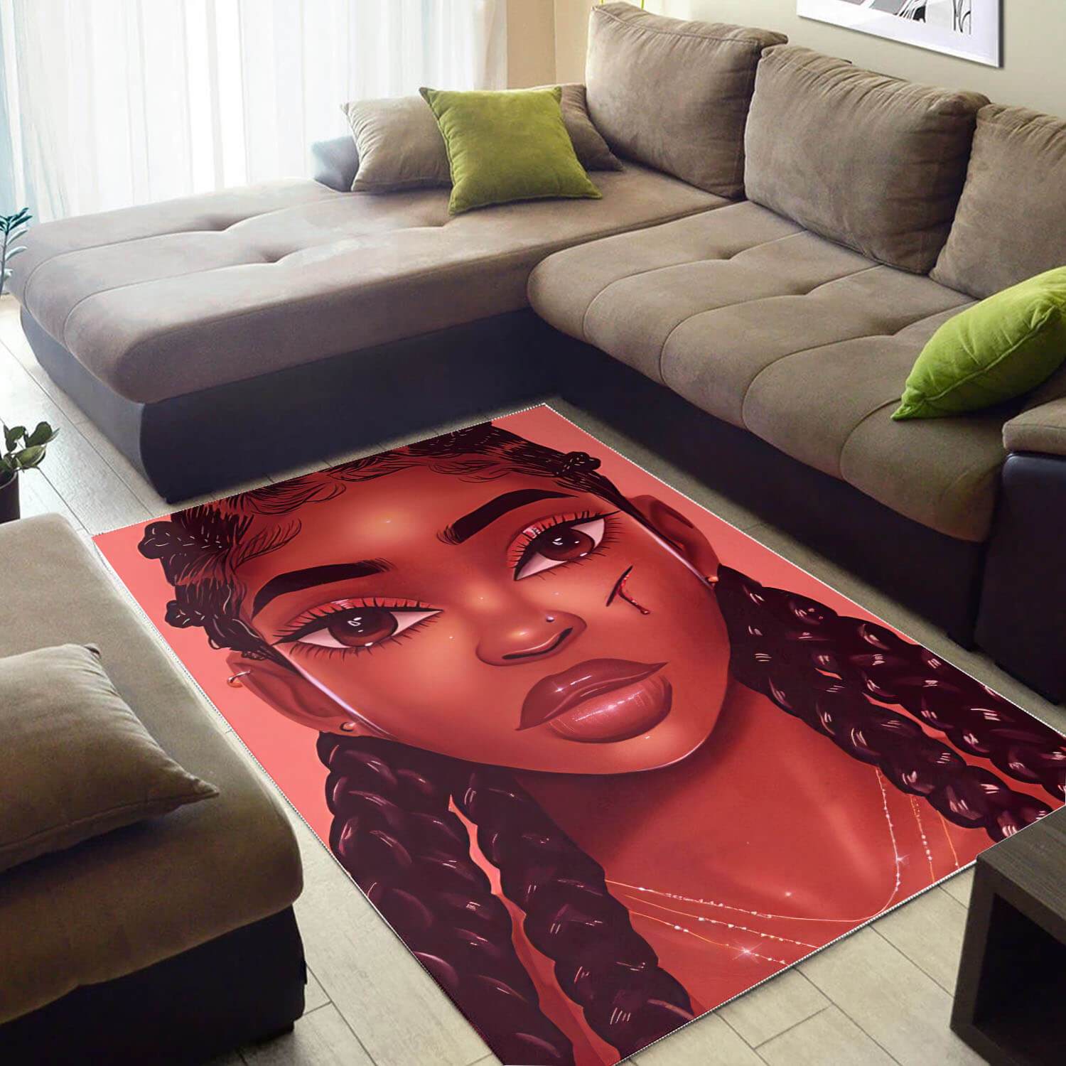 African Pretty Black Girl Magic American Carpet Modern Afrocentric Rectangle Rug