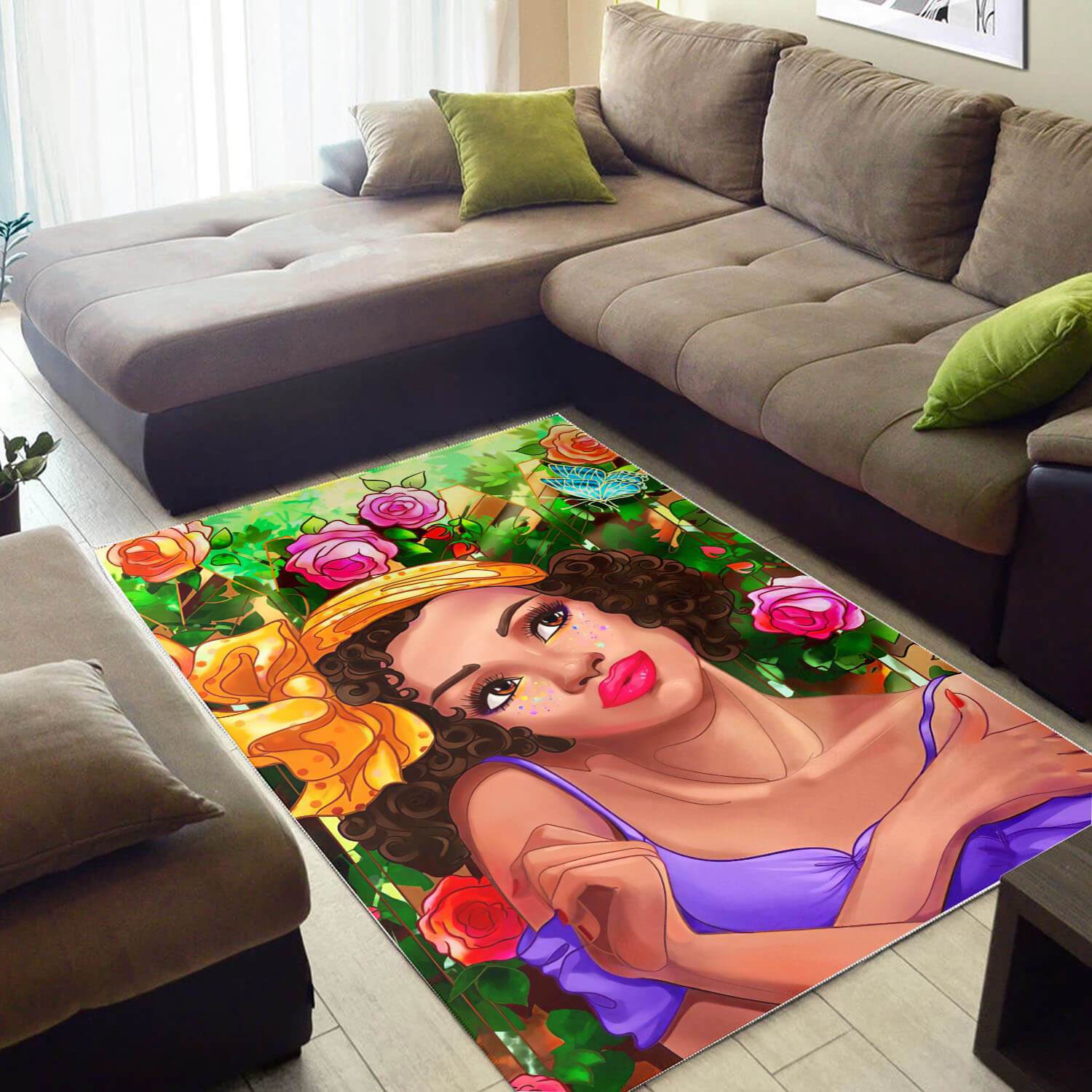 African Pretty Black Woman With Afro Carpet Themed Rooms Ideas Rectangle Rug