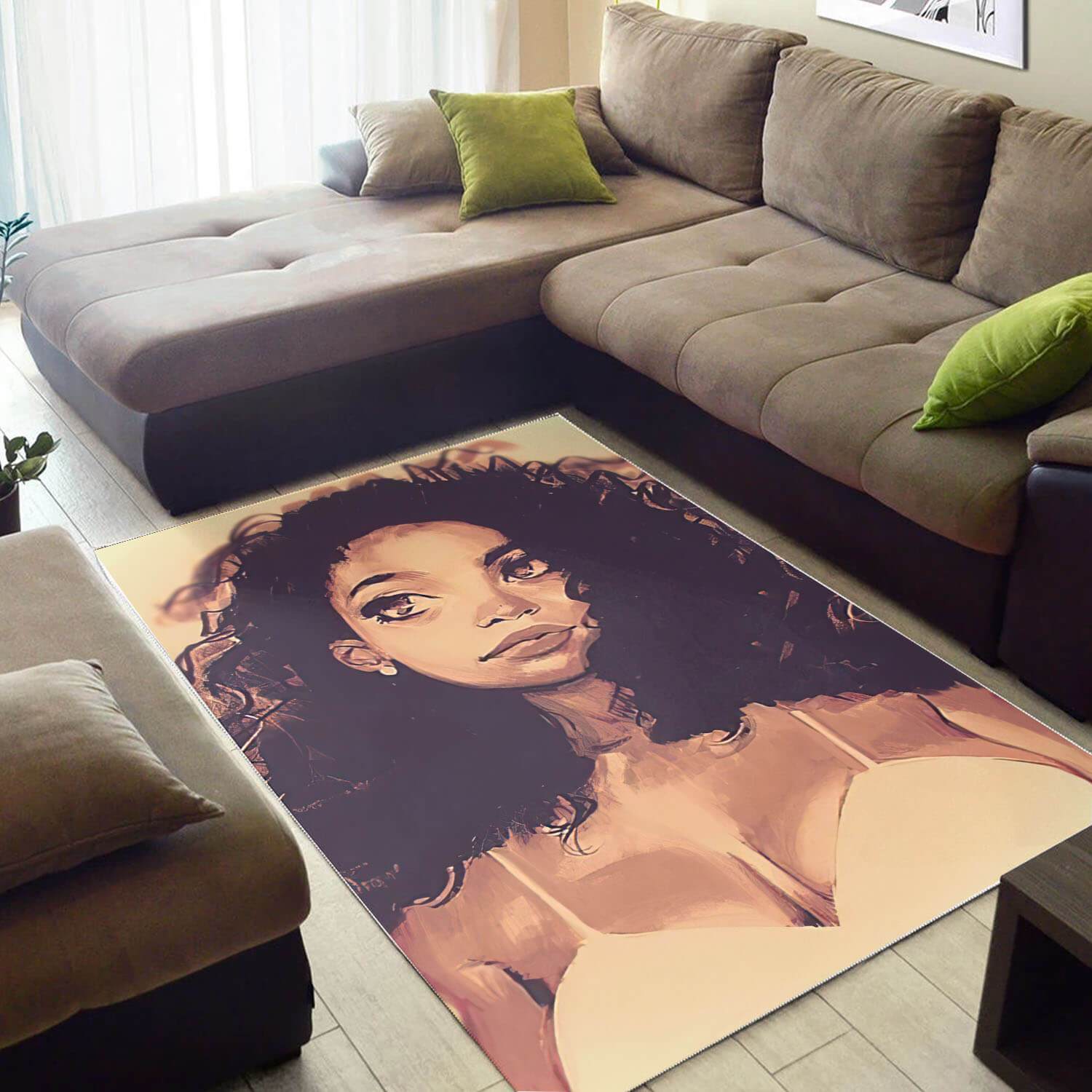 African Pretty Lady With Afro Carpet Design Afrocentric Decorating Ideas Rectangle Rug
