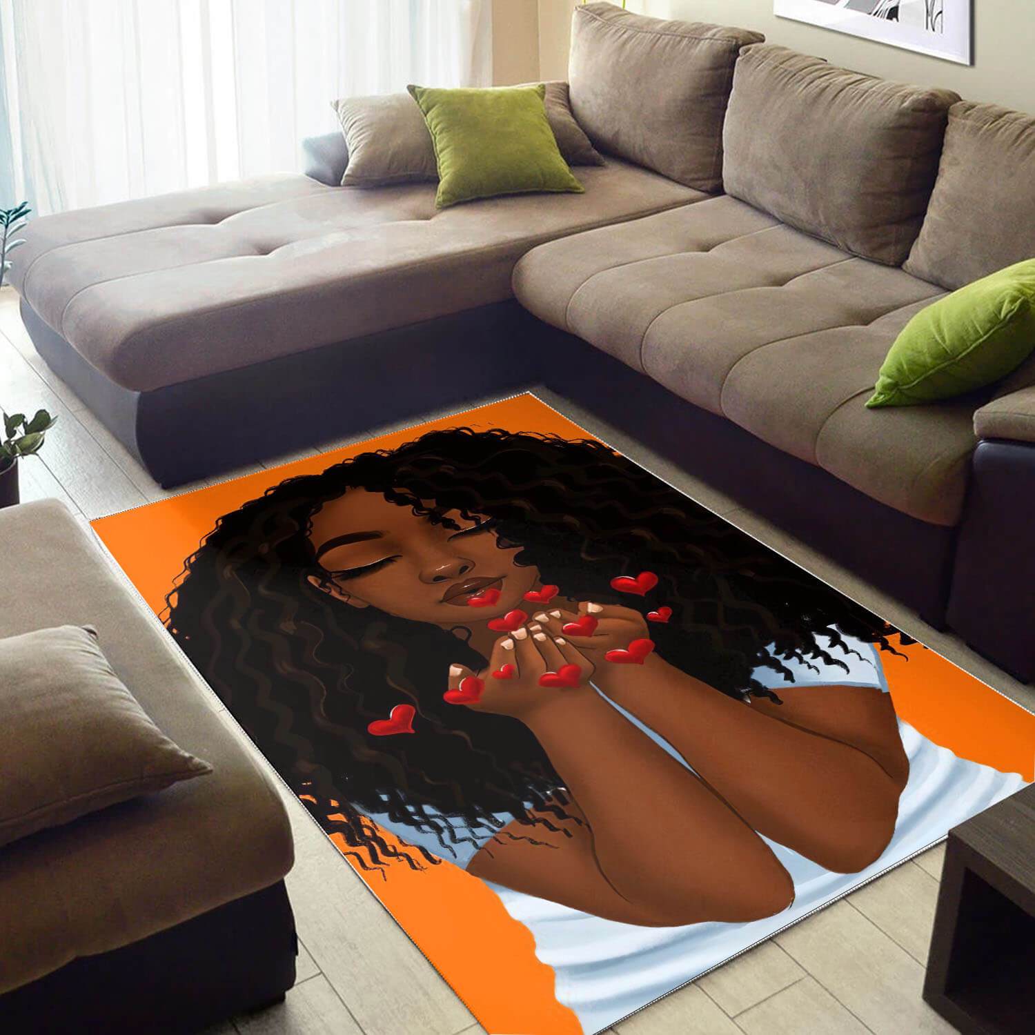 African Pretty Melanin Black Girl American Carpet Themed House Rectangle Rug