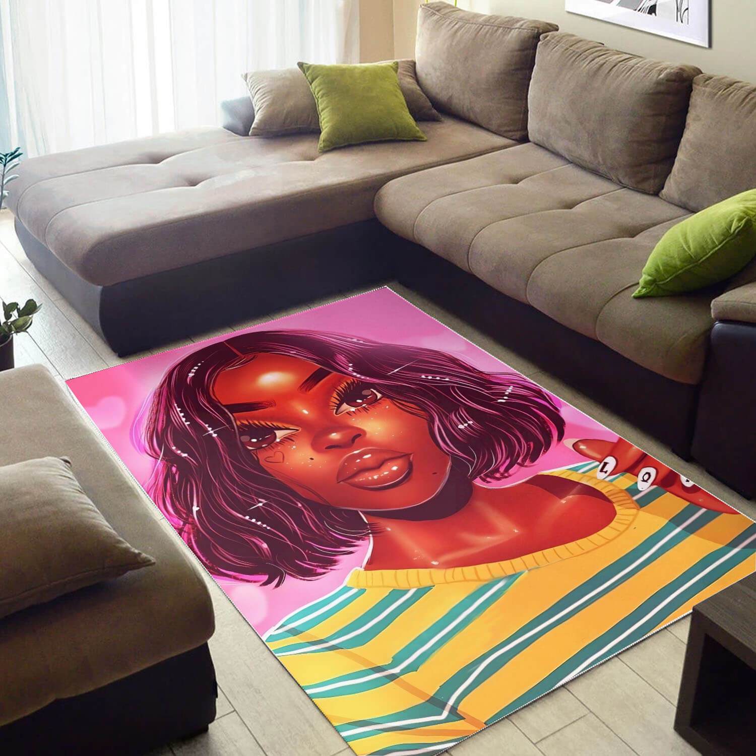 African Pretty Melanin Black Girl Style Themed Rooms Ideas Rectangle Rug