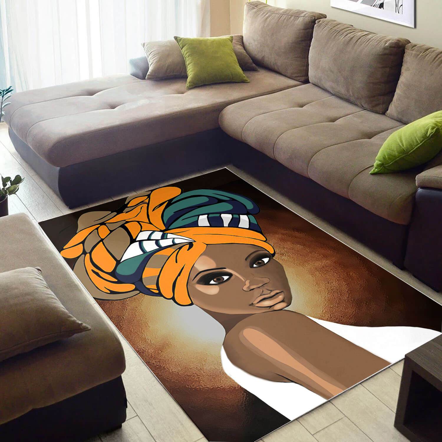 African Pretty Melanin Woman American Art Modern Afrocentric Rectangle Rug