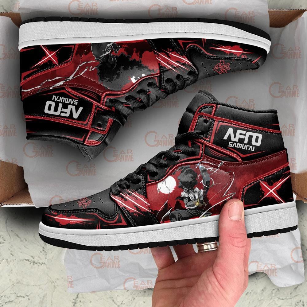 Afro Samurai JD1s Sneakers Black Red Anime Shoes, Air Jordan Hightop
