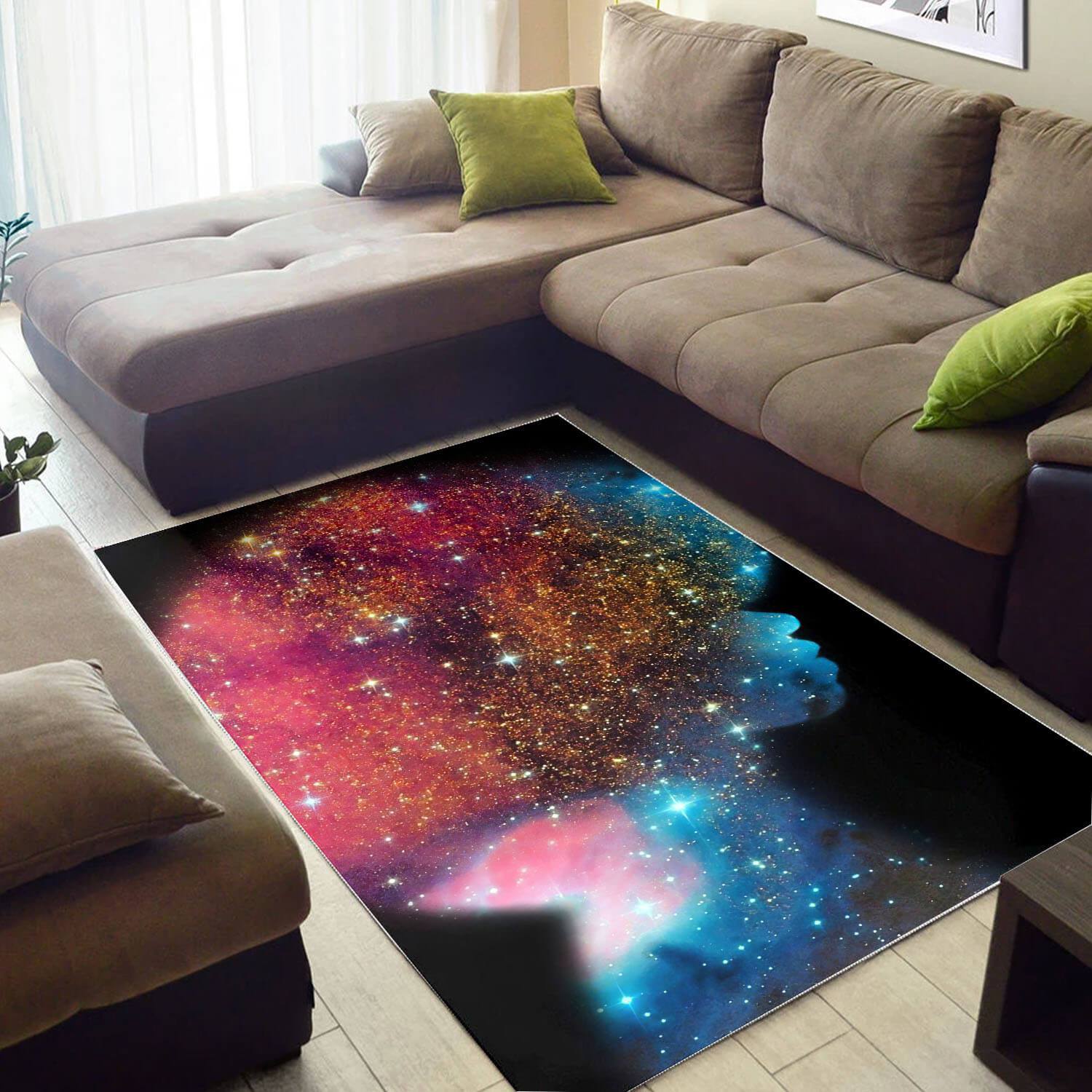 Afrocentric Beautiful Afro American Girl African Print Floor Themed Rectangle Rug