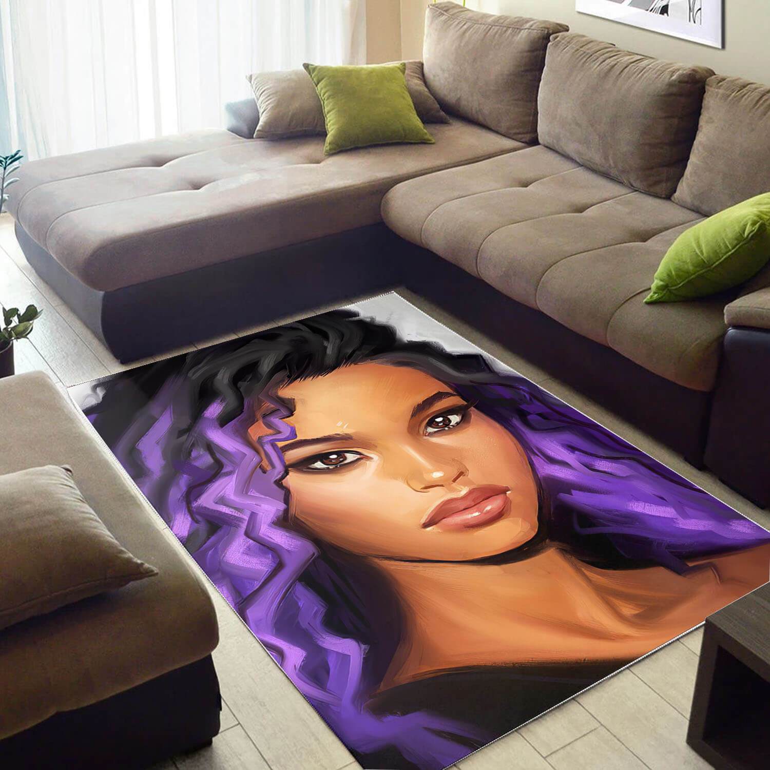 Afrocentric Beautiful Afro American Woman African Inspired Room Rectangle Rug
