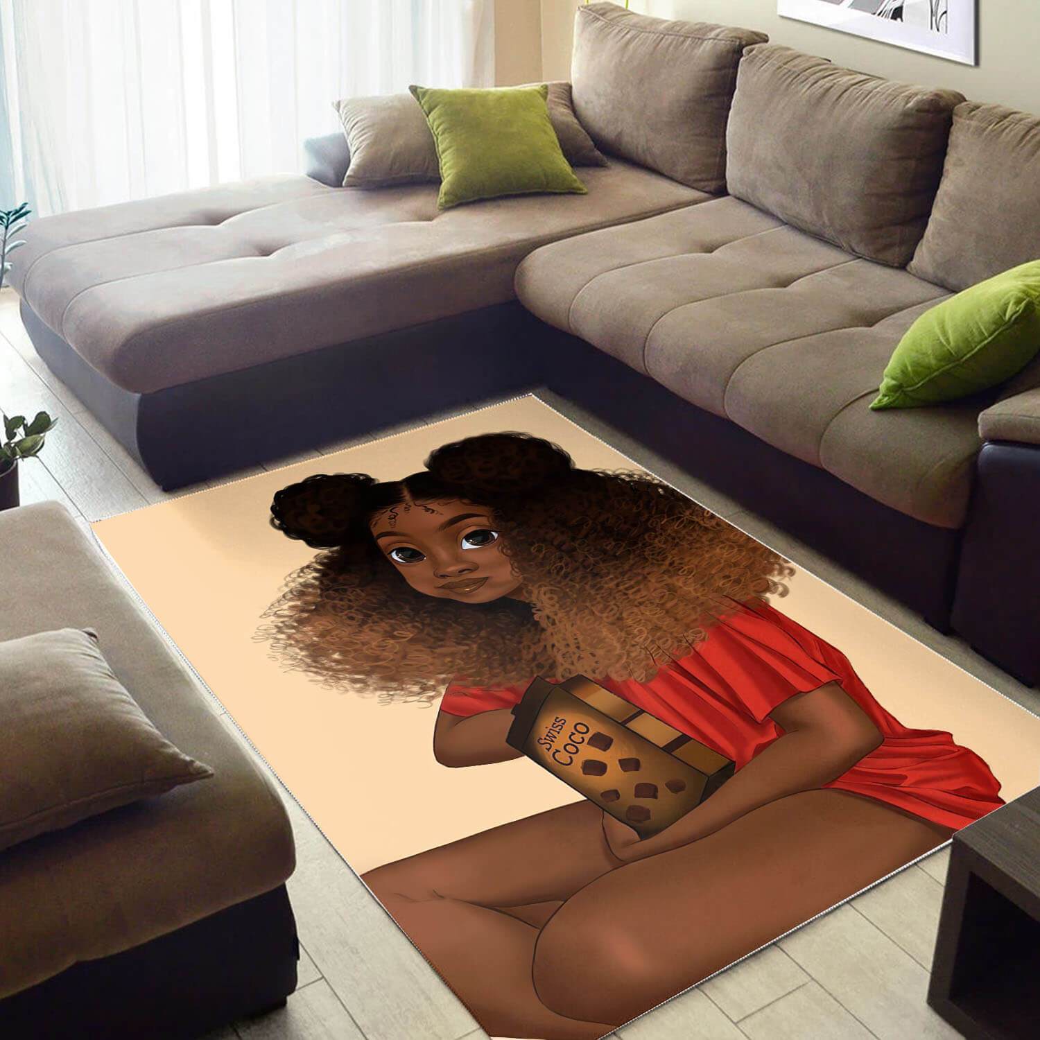 Afrocentric Beautiful Afro Girl African Themed Home Rectangle Rug