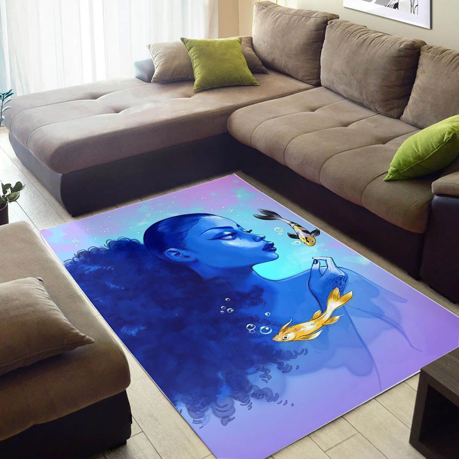 Afrocentric Beautiful Afro Lady African American Art Themed Rectangle Rug