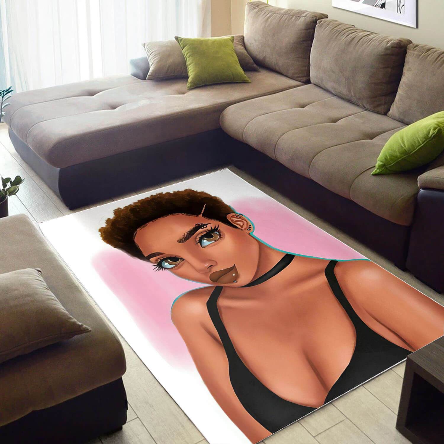 Afrocentric Beautiful Black Girl African American Carpet Themed Decorating Ideas Rectangle Rug
