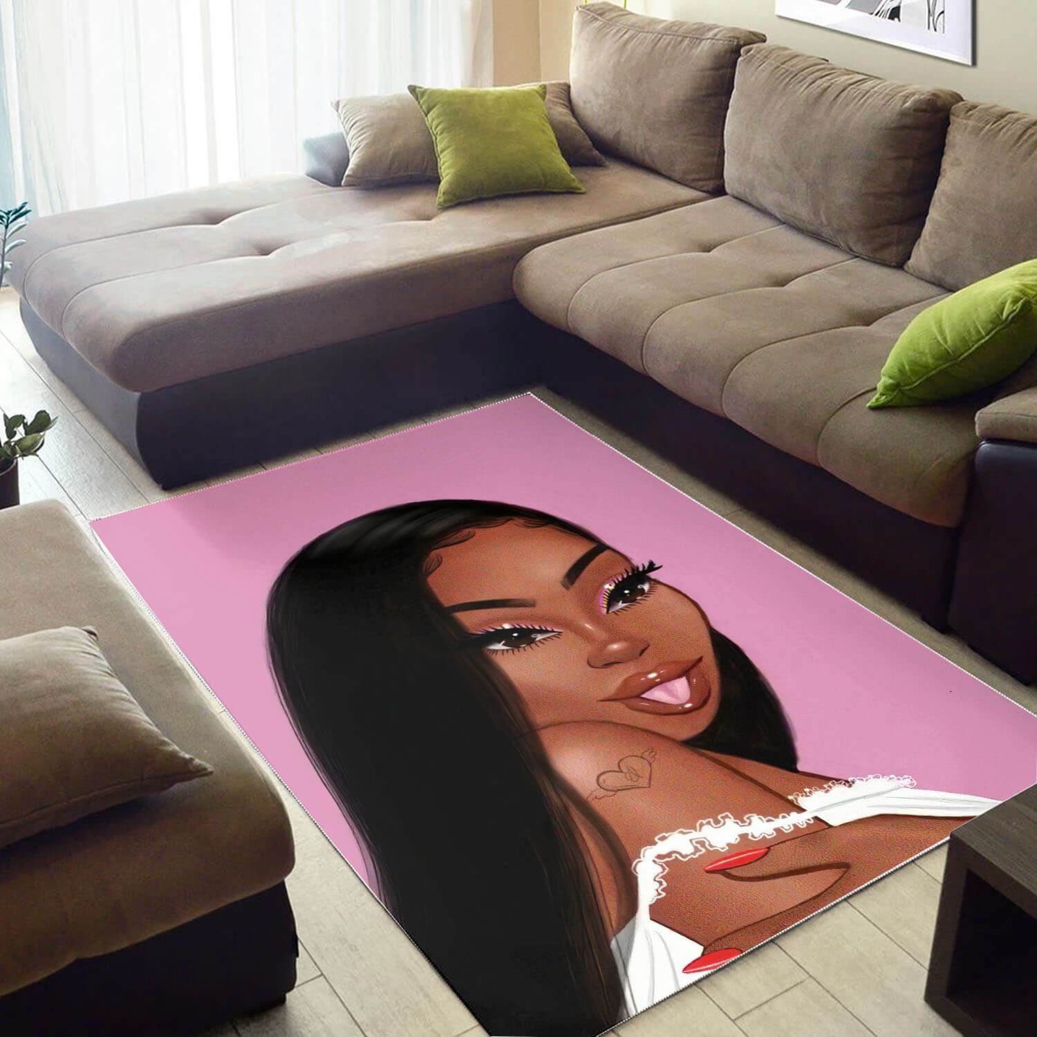 Afrocentric Beautiful Black Girl Afro African Print Carpet Themed Rooms Ideas Rectangle Rug