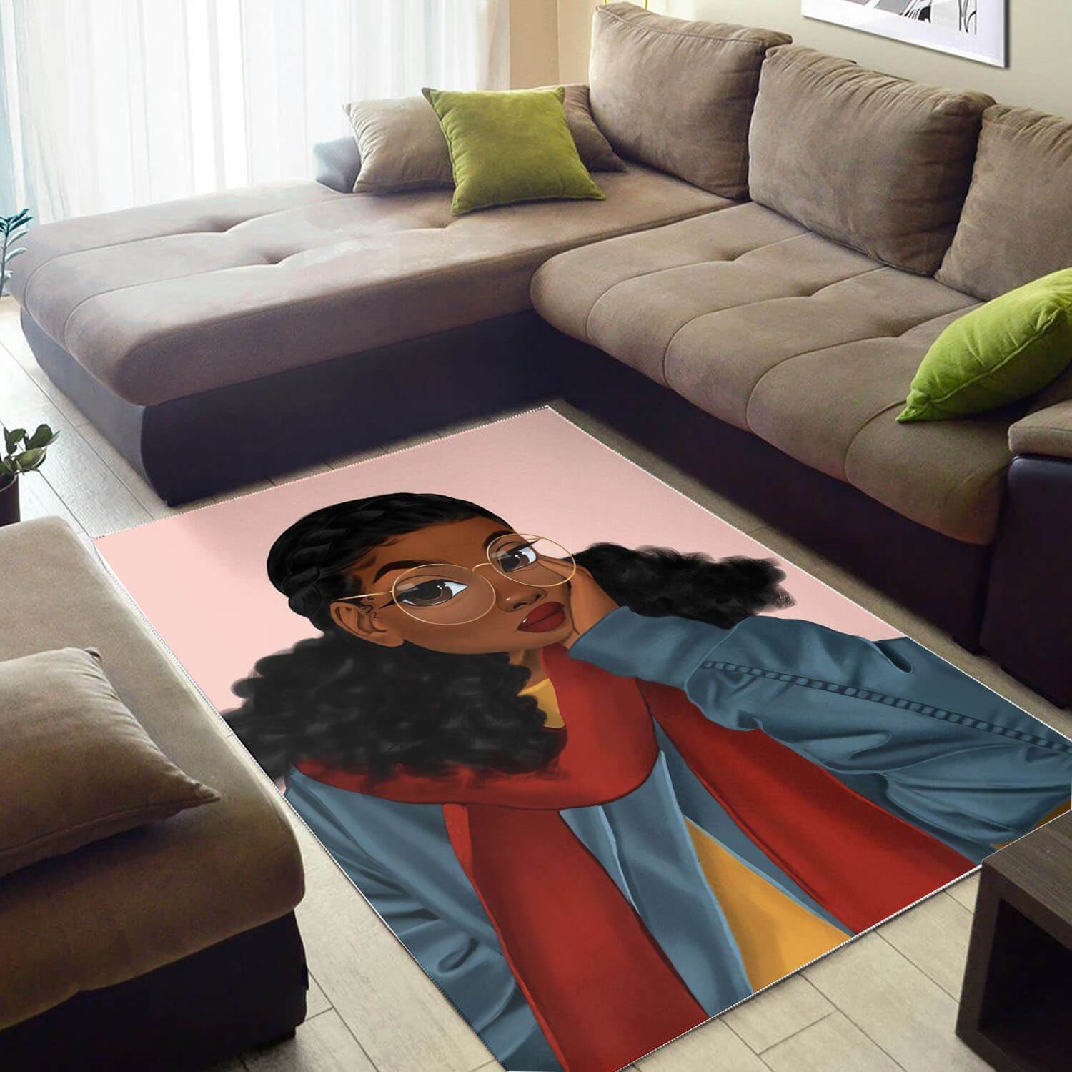 Afrocentric Beautiful Black Woman African Print Carpet Decorating Ideas Rectangle Rug