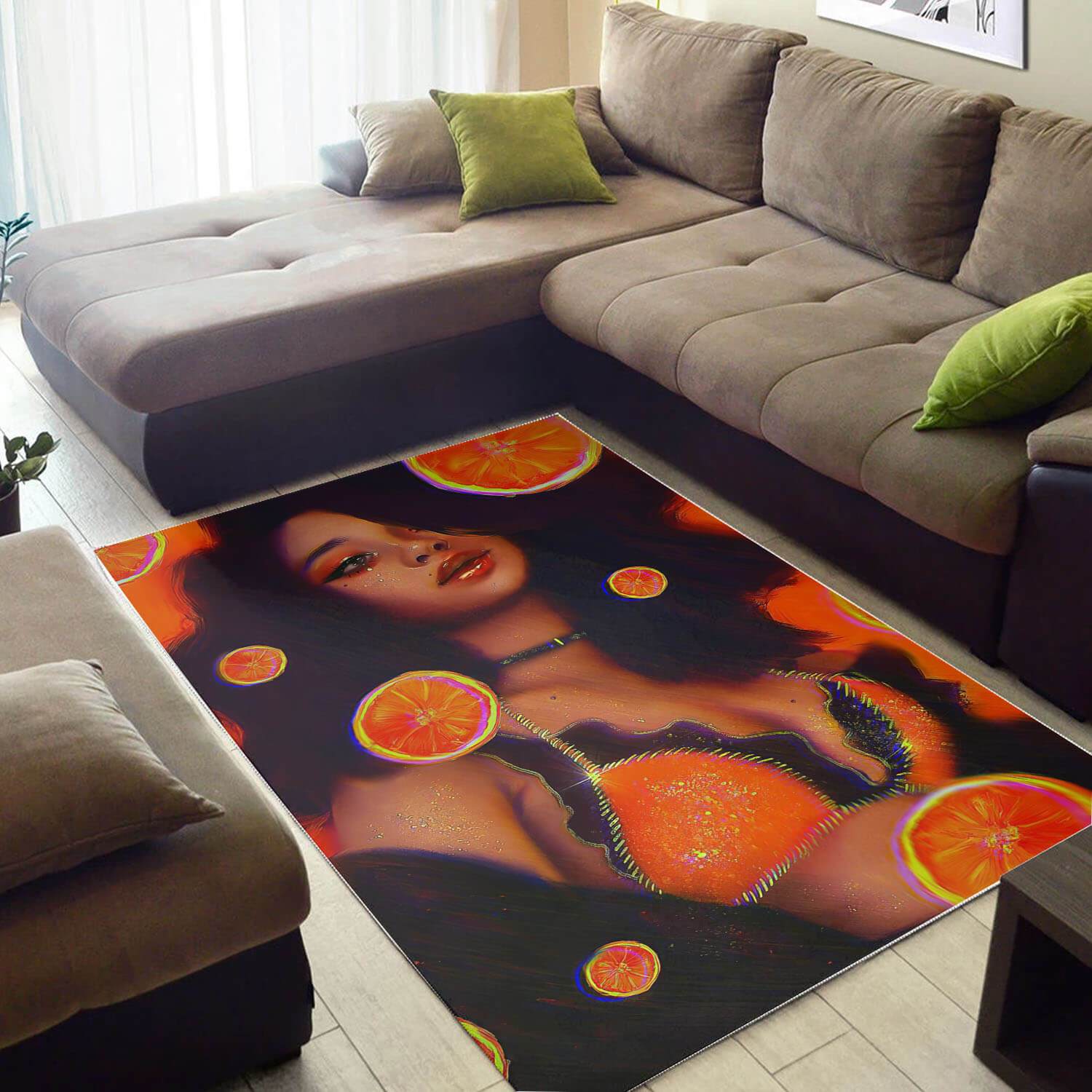 Afrocentric Beautiful Black Woman Carpet African Design Modern Themed Living Room Rectangle Rug