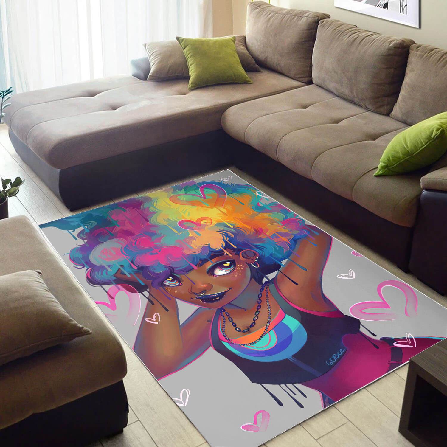 Afrocentric Beautiful Lady African American Carpet Living Room Ideas Rectangle Rug