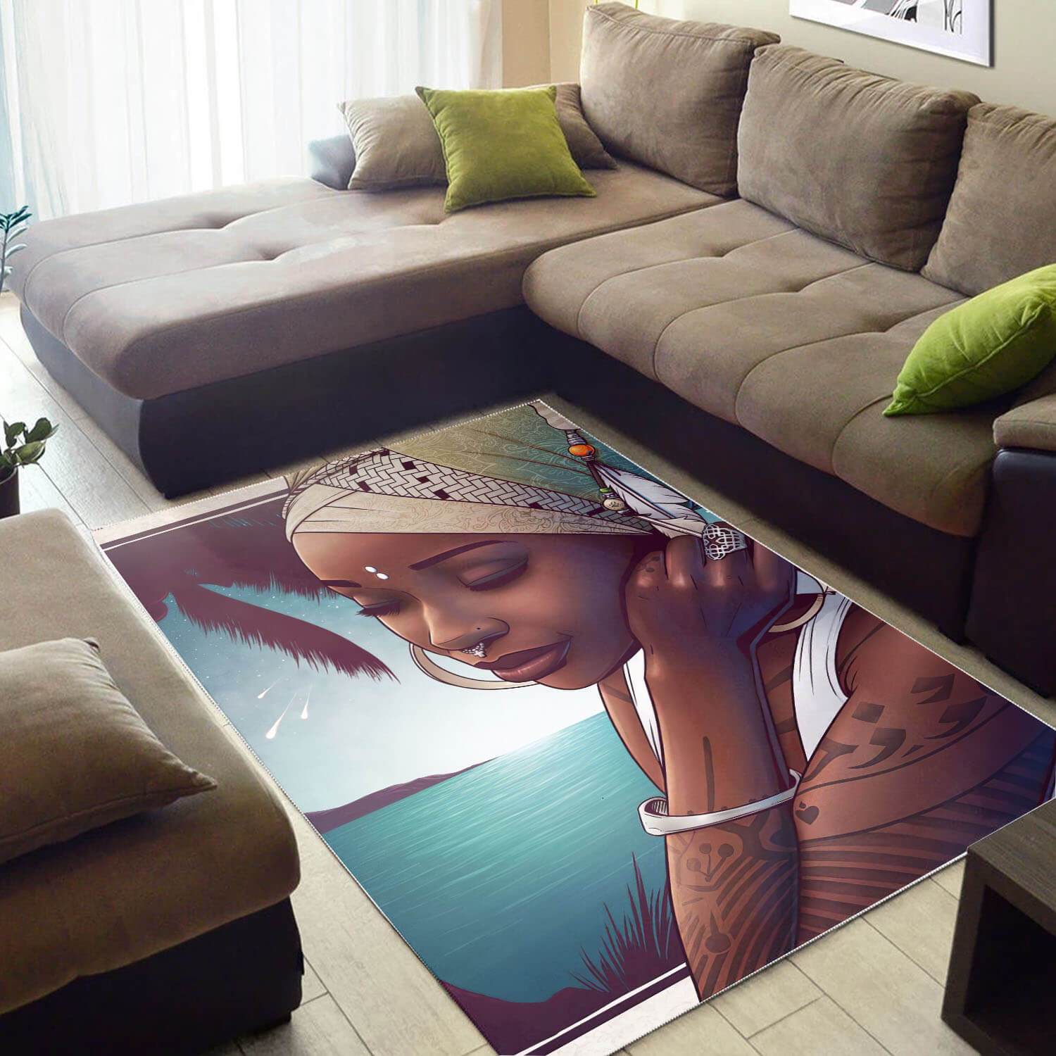 Afrocentric Beautiful Lady African Carpet Rectangle Rug