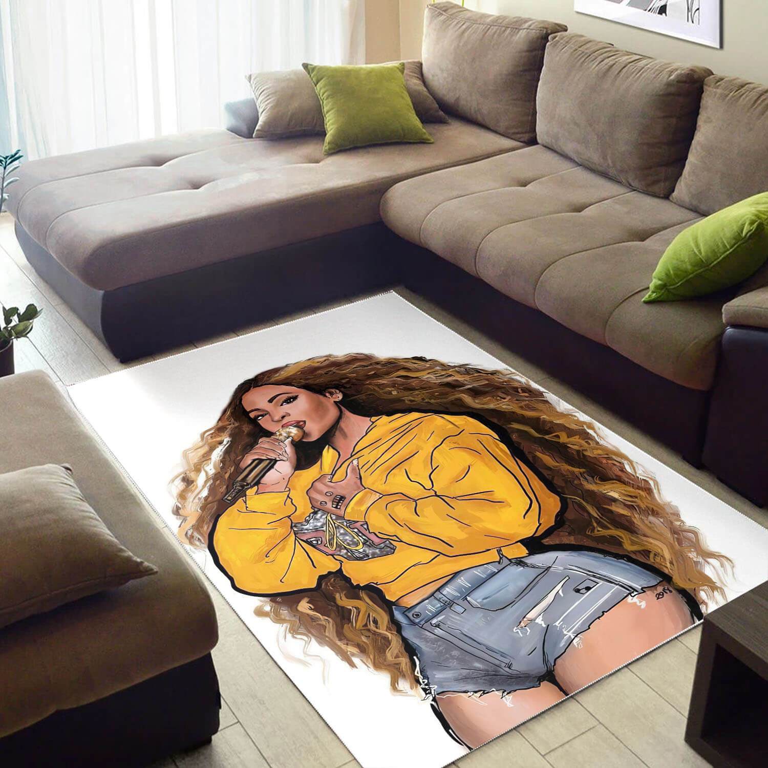Afrocentric Beautiful Lady With Afro African American Carpet Rectangle Rug