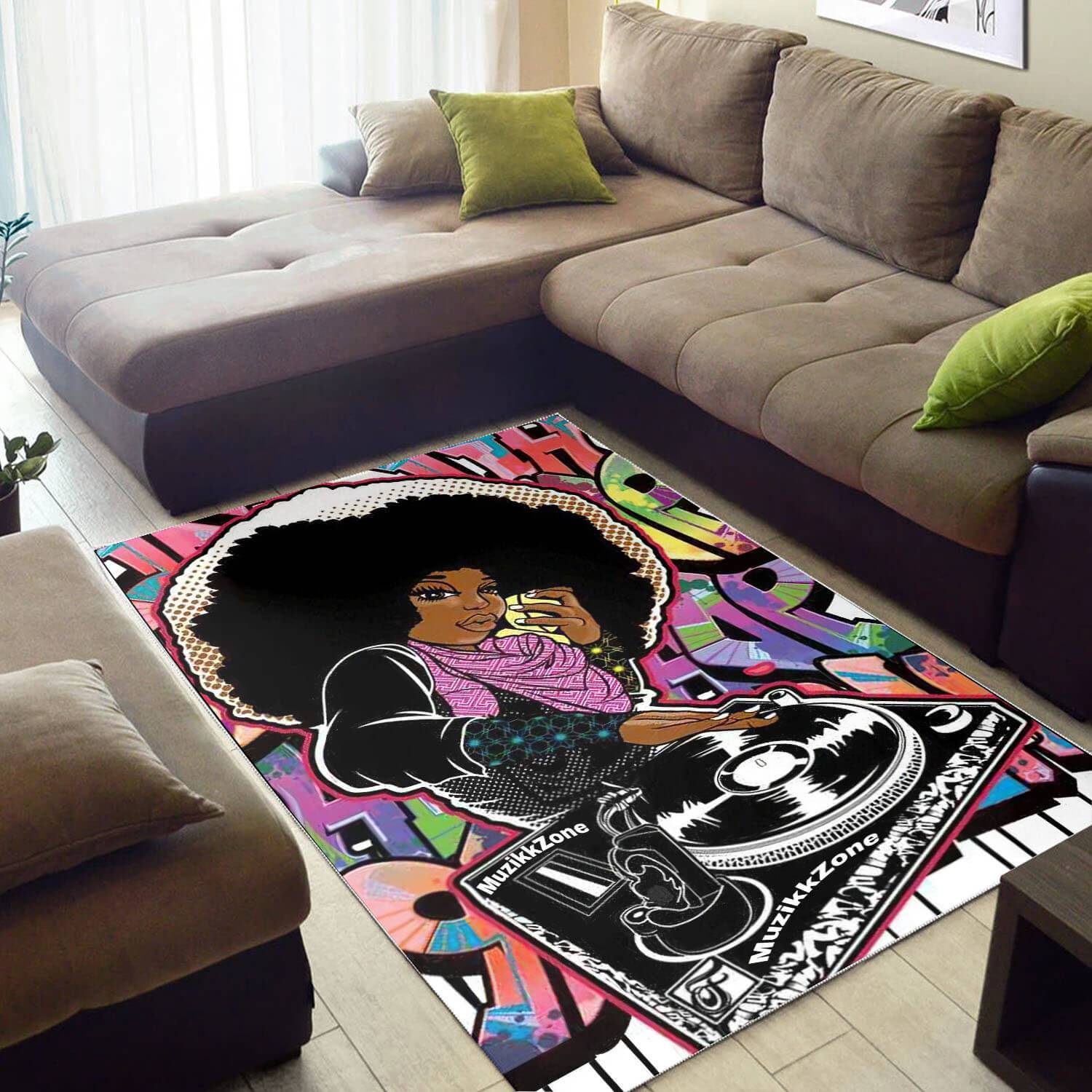 Afrocentric Beautiful Lady With Afro African Print Carpet Living Room Ideas Rectangle Rug