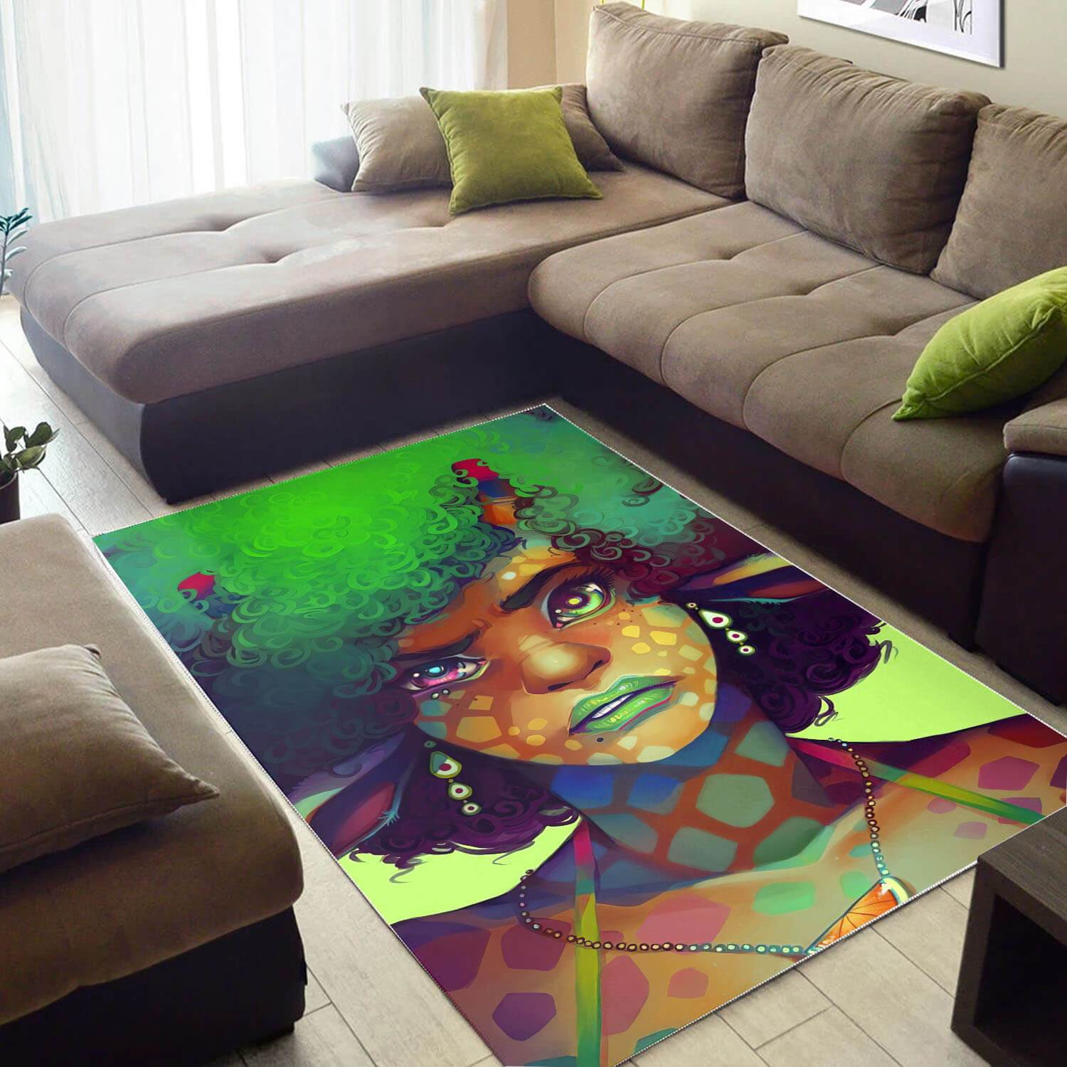 Afrocentric Beautiful Melanin Black Girl African American Print Decorating Ideas Rectangle Rug