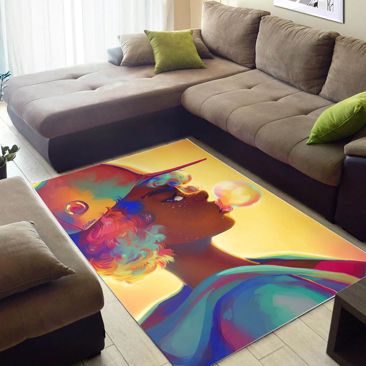 Afrocentric Beautiful Melanin Girl African American Art Themed Decorating Ideas Rectangle Rug