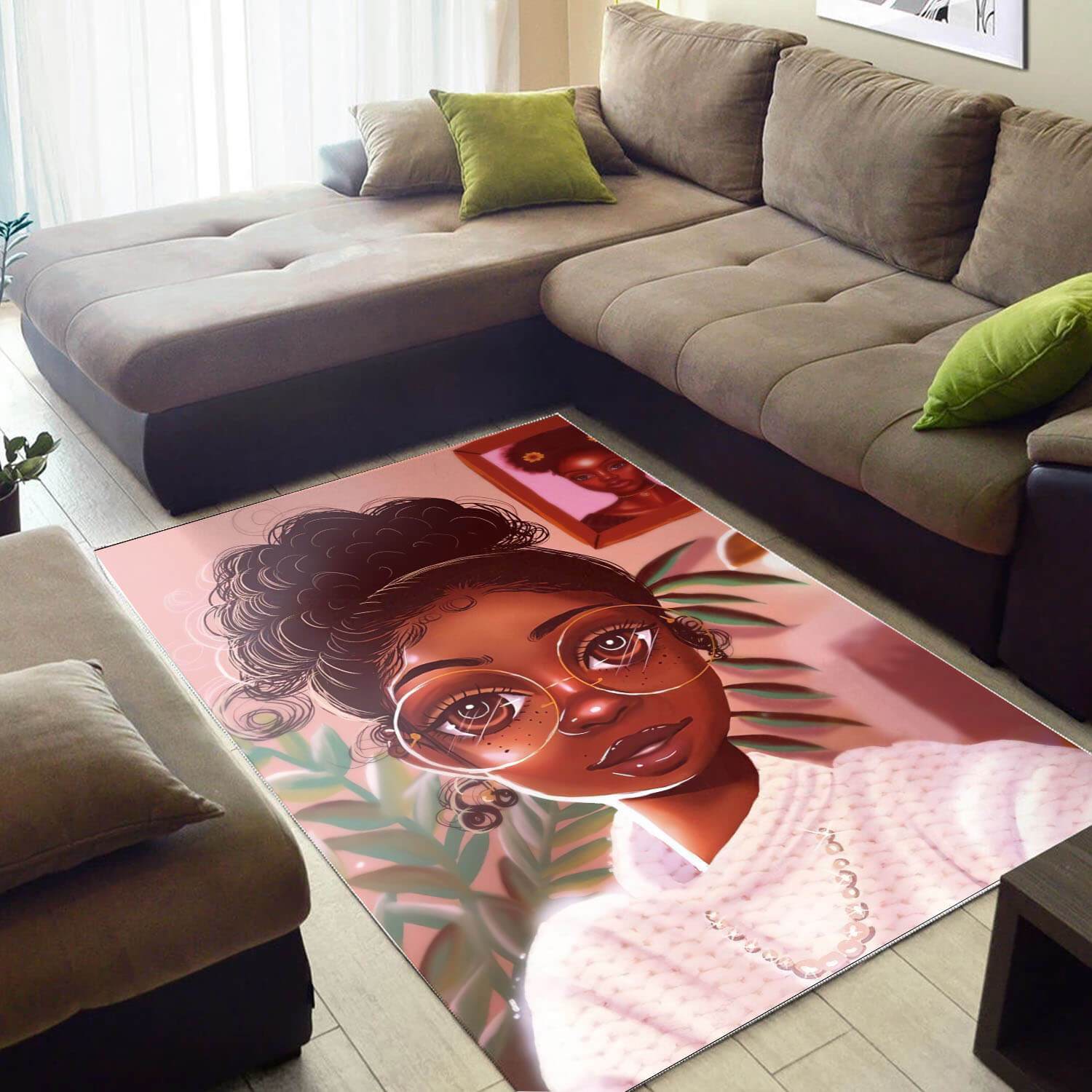 Afrocentric Beautiful Melanin Poppin Girl African Inspired Living Room Ideas Rectangle Rug