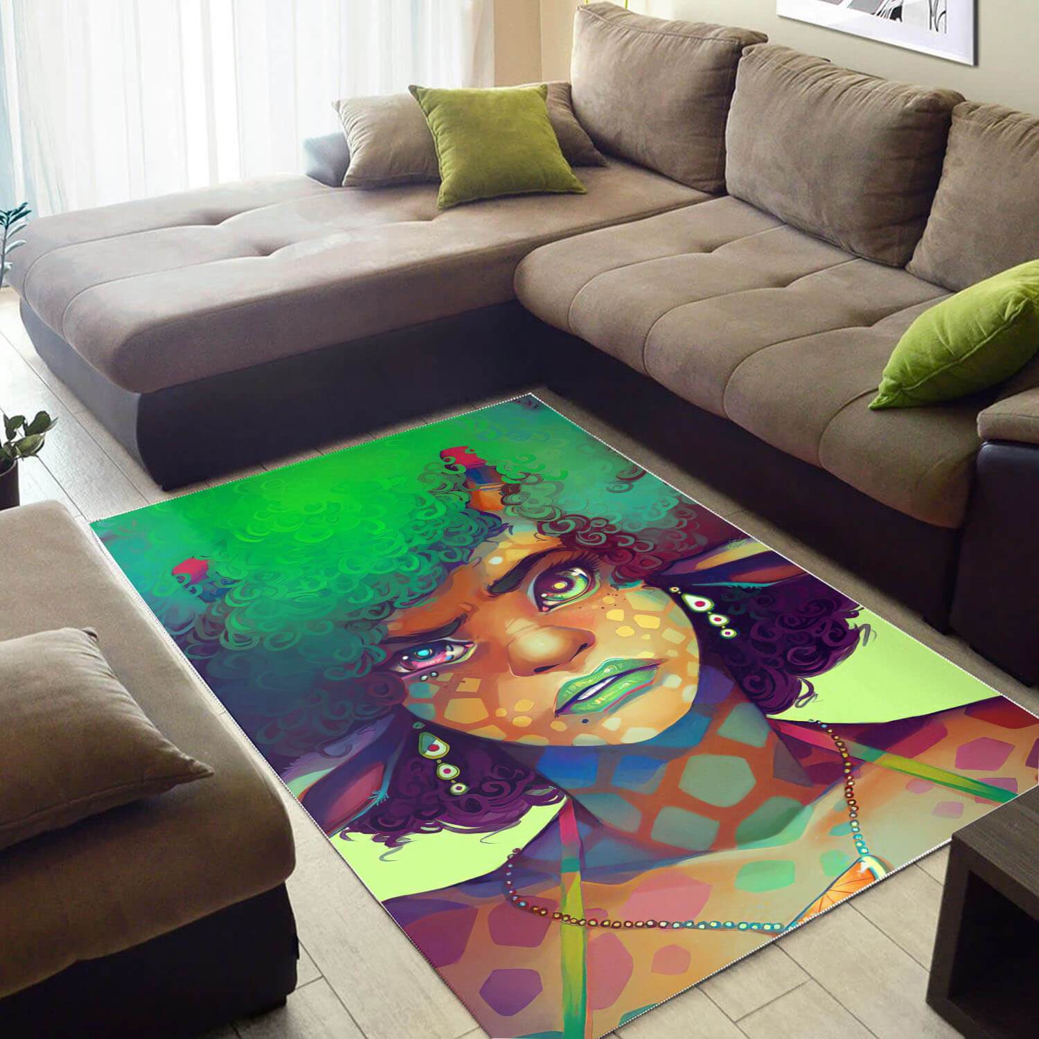 Afrocentric Beautiful Melanin Woman African American Print Living Room Ideas Rectangle Rug