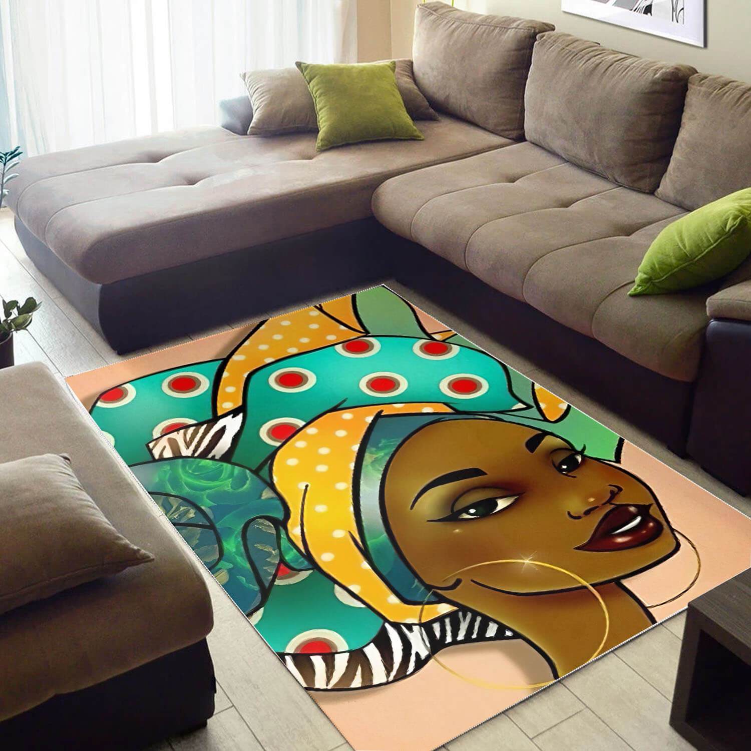 Afrocentric Pretty Afro American Girl African Carpet Themed Decorating Ideas Rectangle Rug