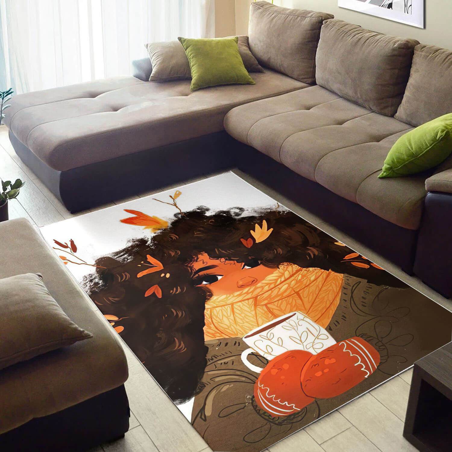 Afrocentric Pretty Afro American Woman African Style Room Rectangle Rug
