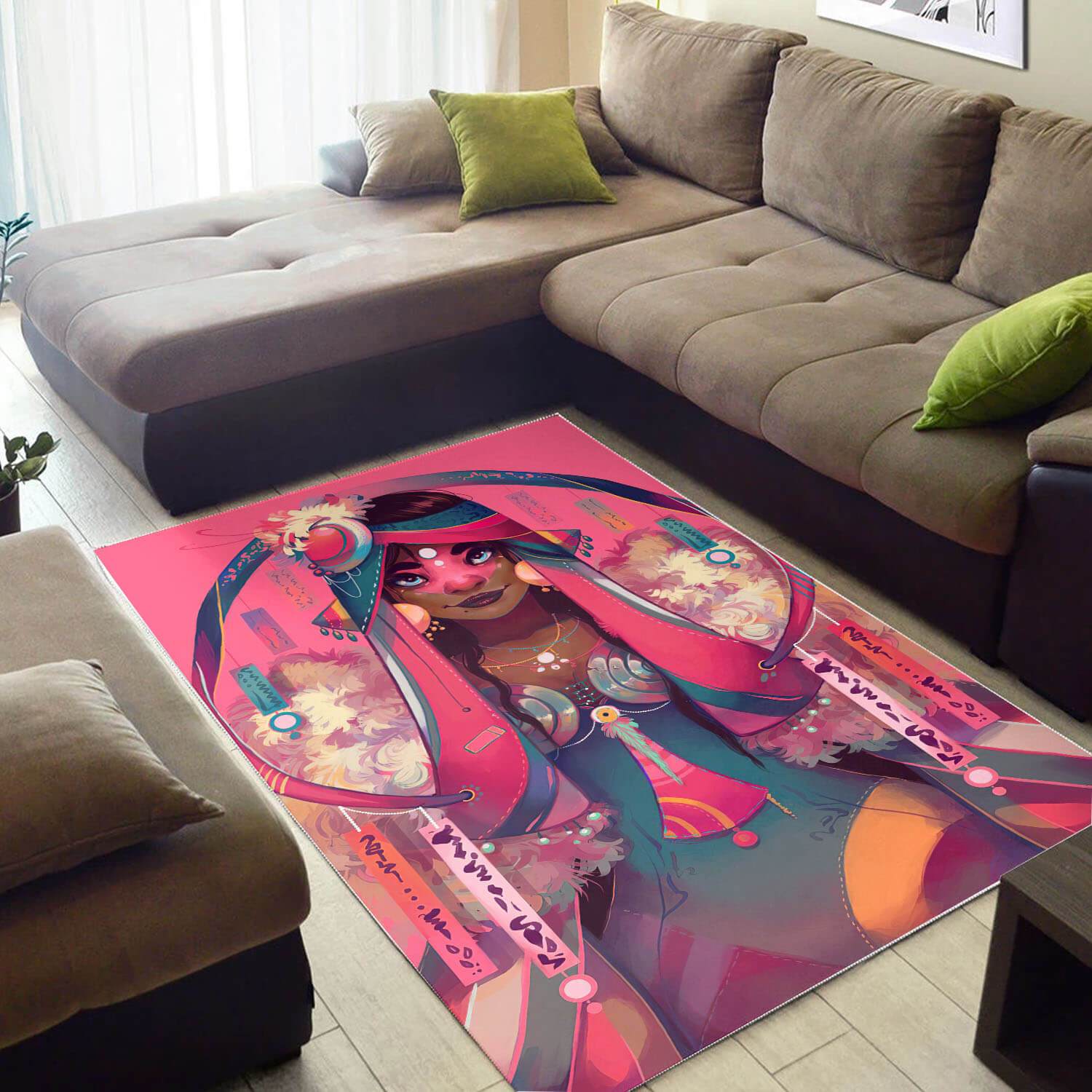 Afrocentric Pretty Afro Girl African Style Home Rectangle Rug
