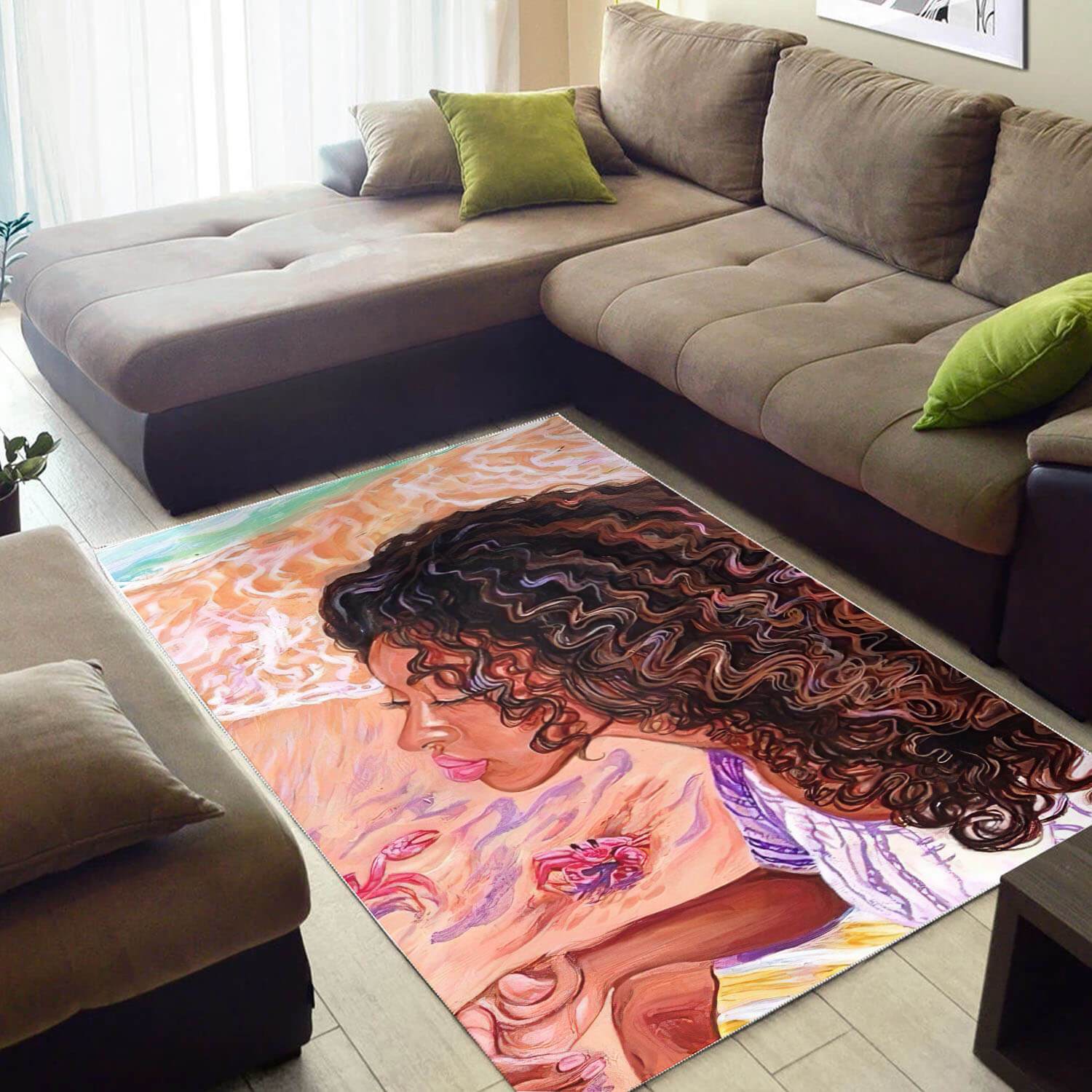Afrocentric Pretty Afro Lady African American Carpet Themed Home Rectangle Rug