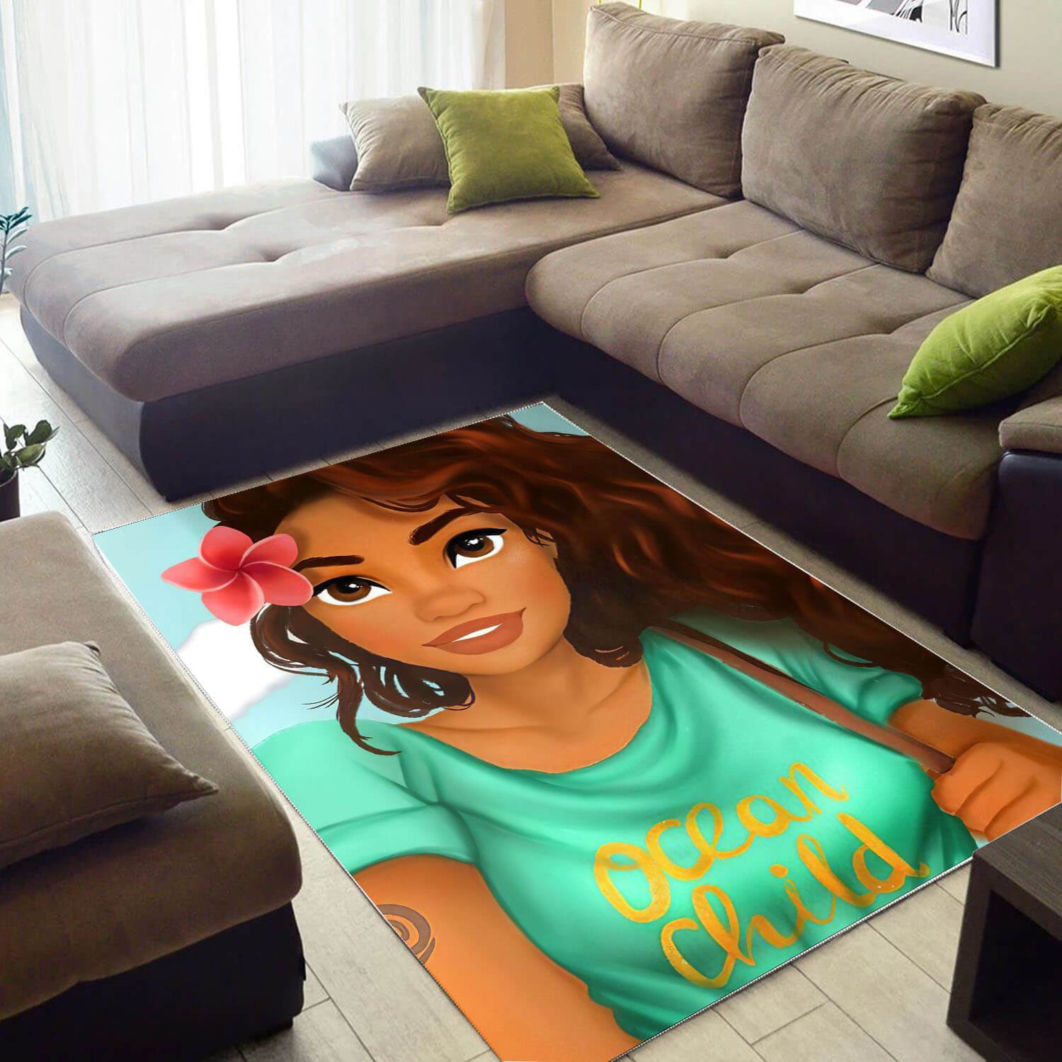 Afrocentric Pretty Black Girl African Carpet Rectangle Rug