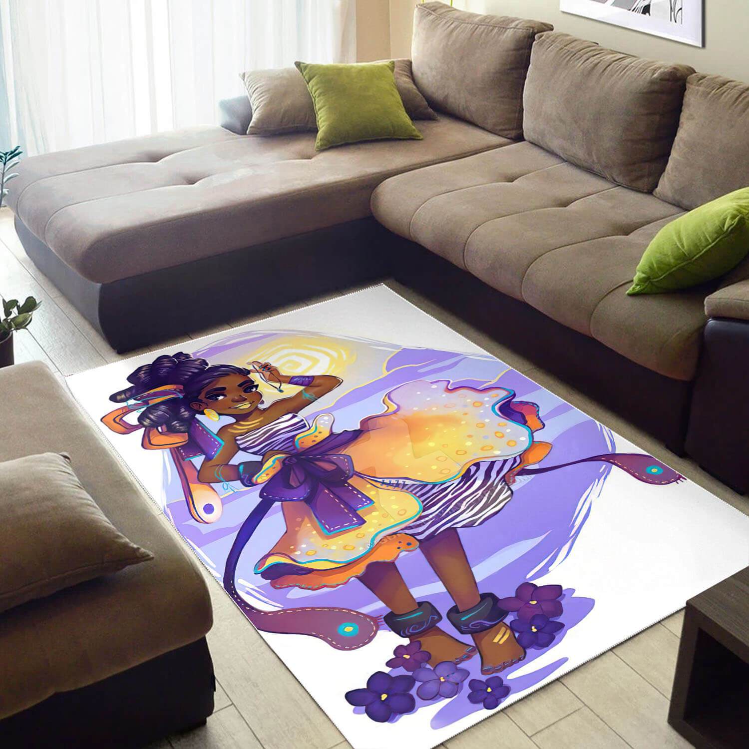 Afrocentric Pretty Black Girl African Carpet Themed Decorating Ideas Rectangle Rug