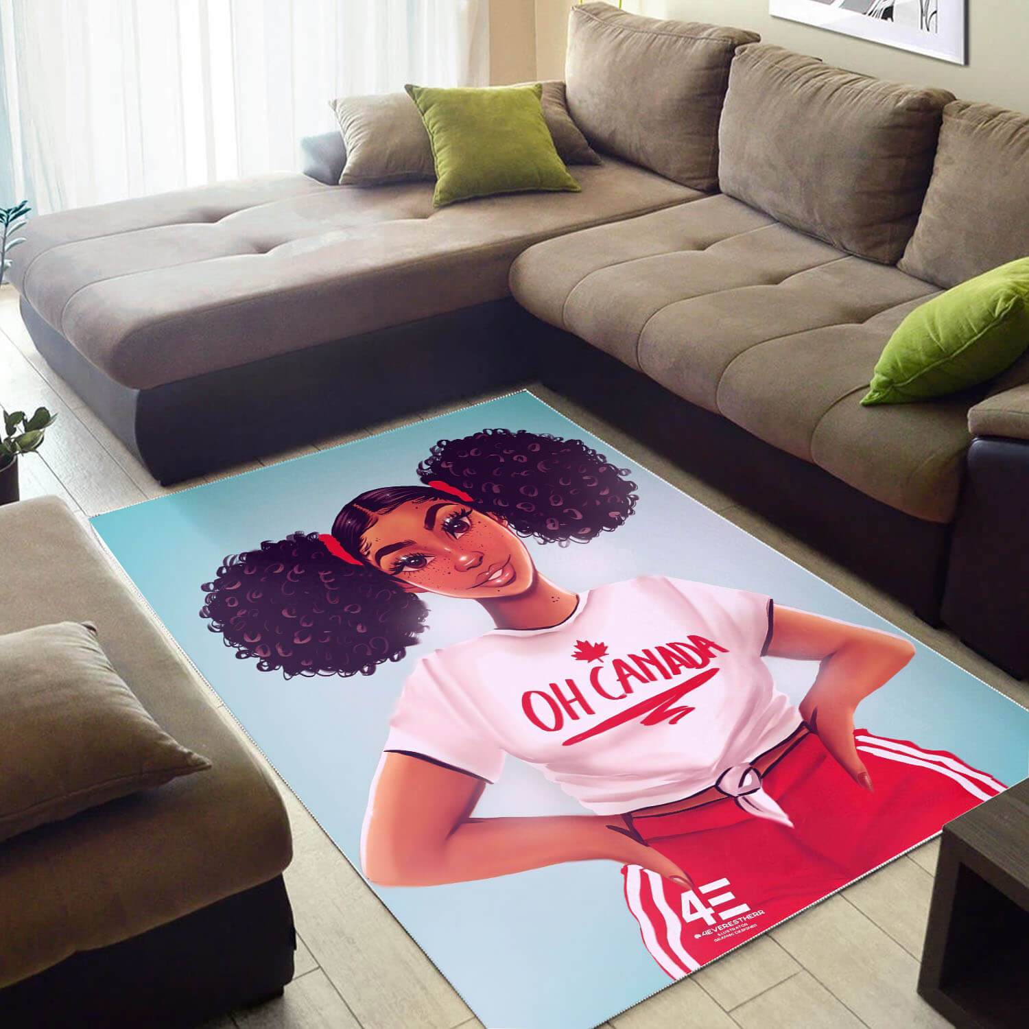 Afrocentric Pretty Black Girl African Print Carpet Modern Themed Living Room Rectangle Rug