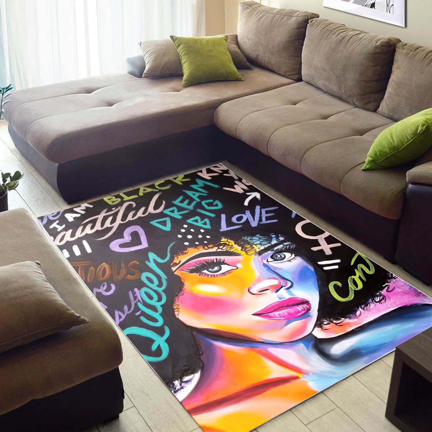 Afrocentric Pretty Black Girl African Print Carpet Themed Decorating Ideas Rectangle Rug
