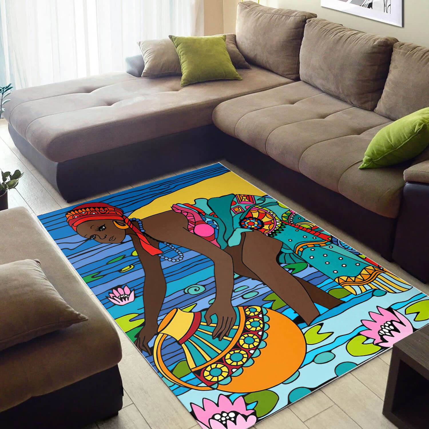 Afrocentric Pretty Black Girl Afro African Design Floor Living Room Ideas Rectangle Rug