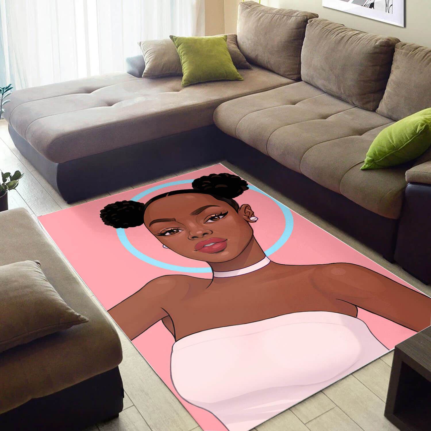 Afrocentric Pretty Black Woman African Inspired Themed Rooms Ideas Rectangle Rug